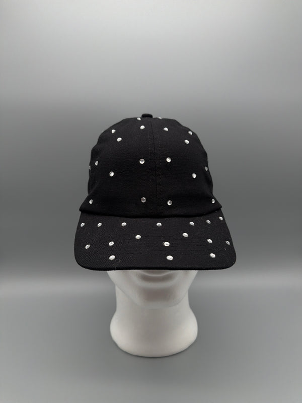 Candies Y2K Rhinestone Studded Glam Cap - All Black / Cyber Sparkle