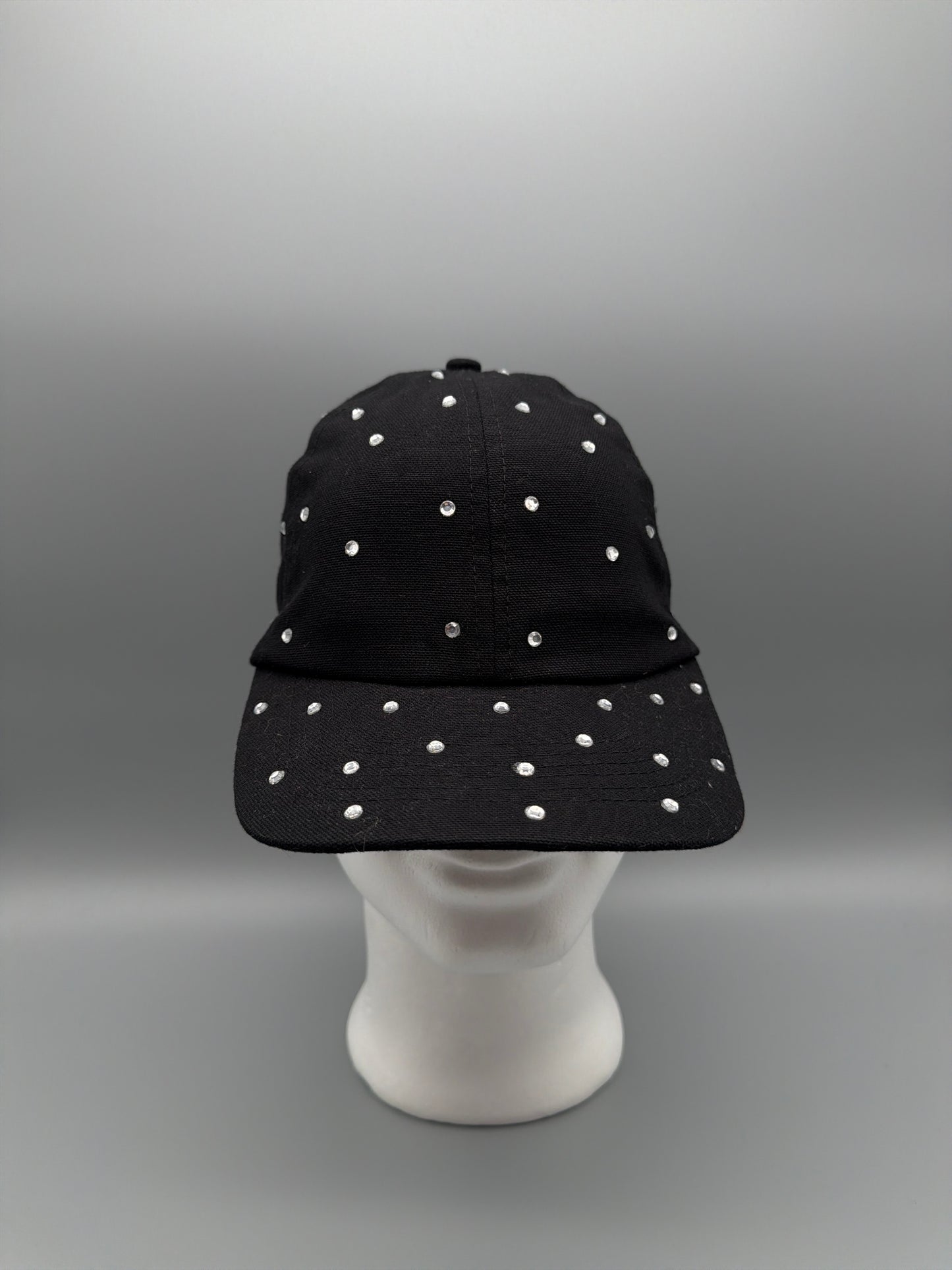Candies Y2K Rhinestone Studded Glam Cap - All Black / Cyber Sparkle
