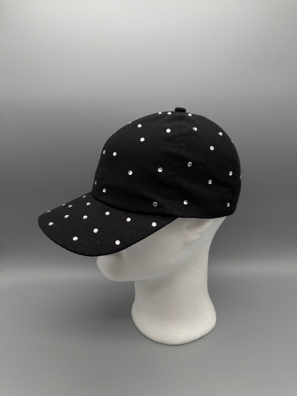 Candies Y2K Rhinestone Studded Glam Cap - All Black / Cyber Sparkle