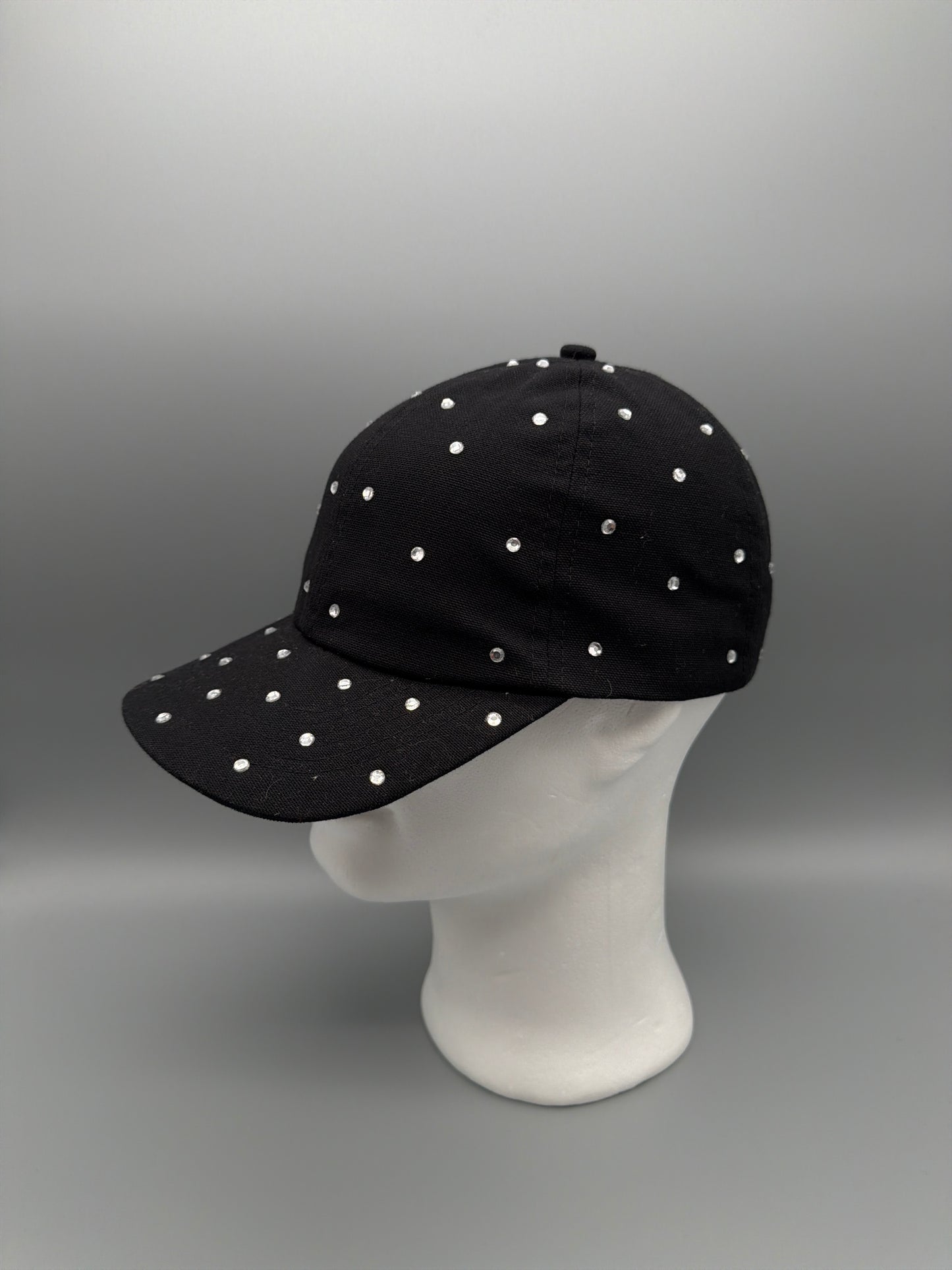 Candies Y2K Rhinestone Studded Glam Cap - All Black / Cyber Sparkle