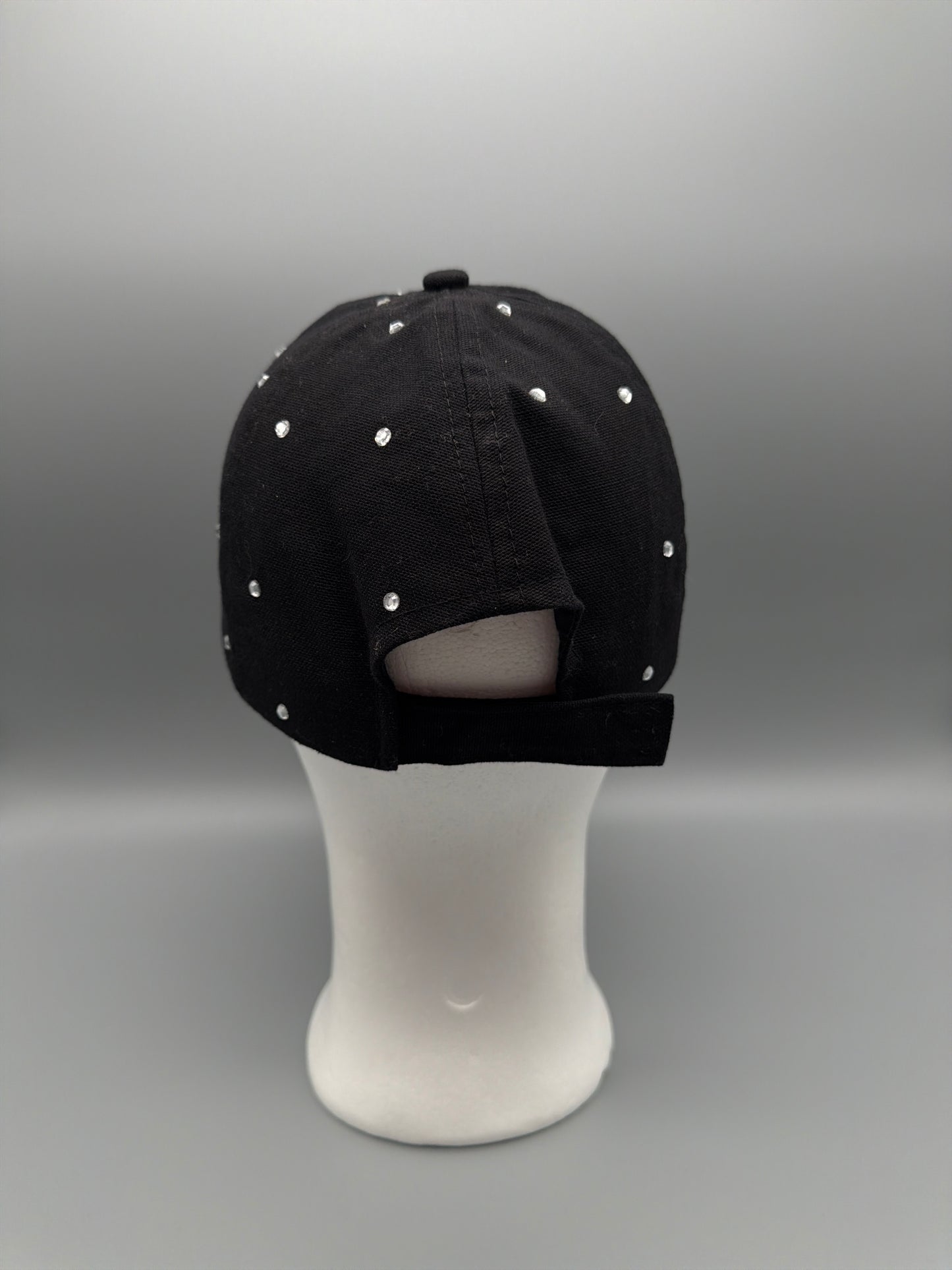 Candies Y2K Rhinestone Studded Glam Cap - All Black / Cyber Sparkle