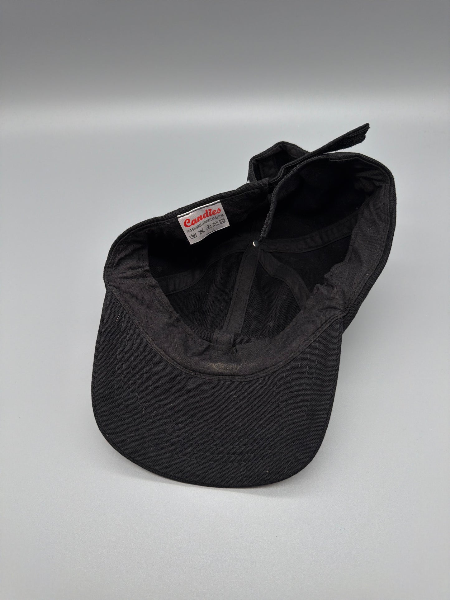 Candies Y2K Rhinestone Studded Glam Cap - All Black / Cyber Sparkle