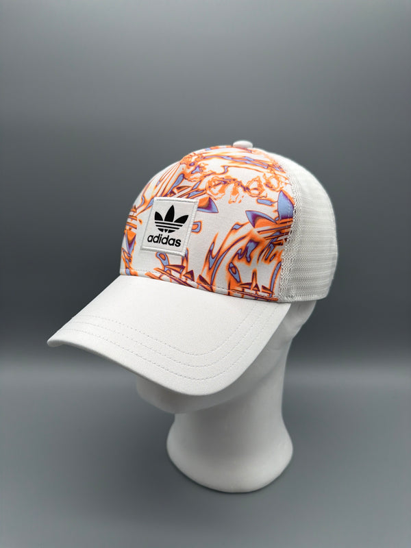 Adidas Originals Cyber Trefoil Trucker Cap – Orange / White Graphic