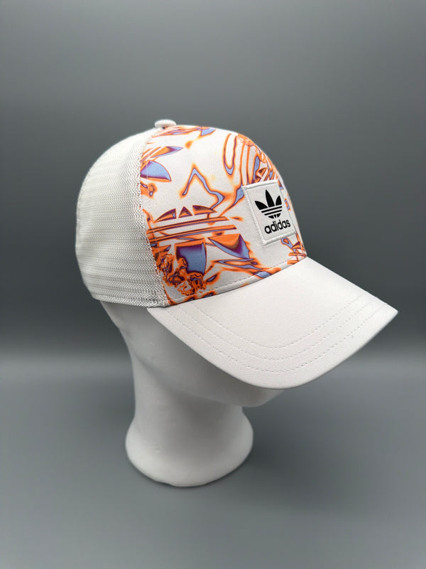 Adidas Originals Cyber Trefoil Trucker Cap – Orange / White Graphic