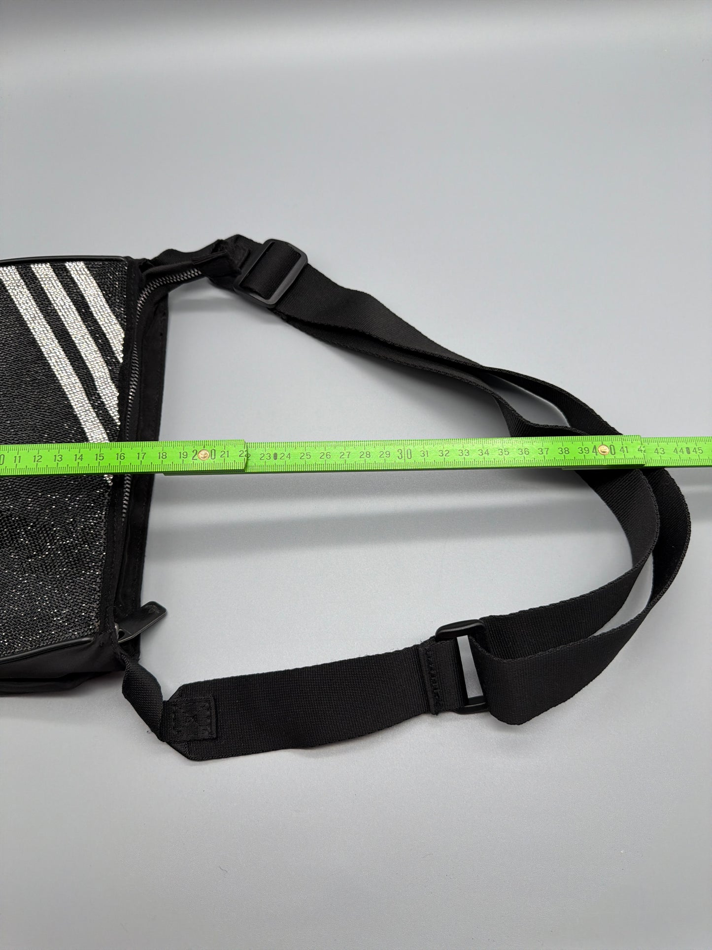 Adidas Originals Rhinestone Glitter Trefoil Baguette Shoulder Bag - All Black / Cyber Y2K