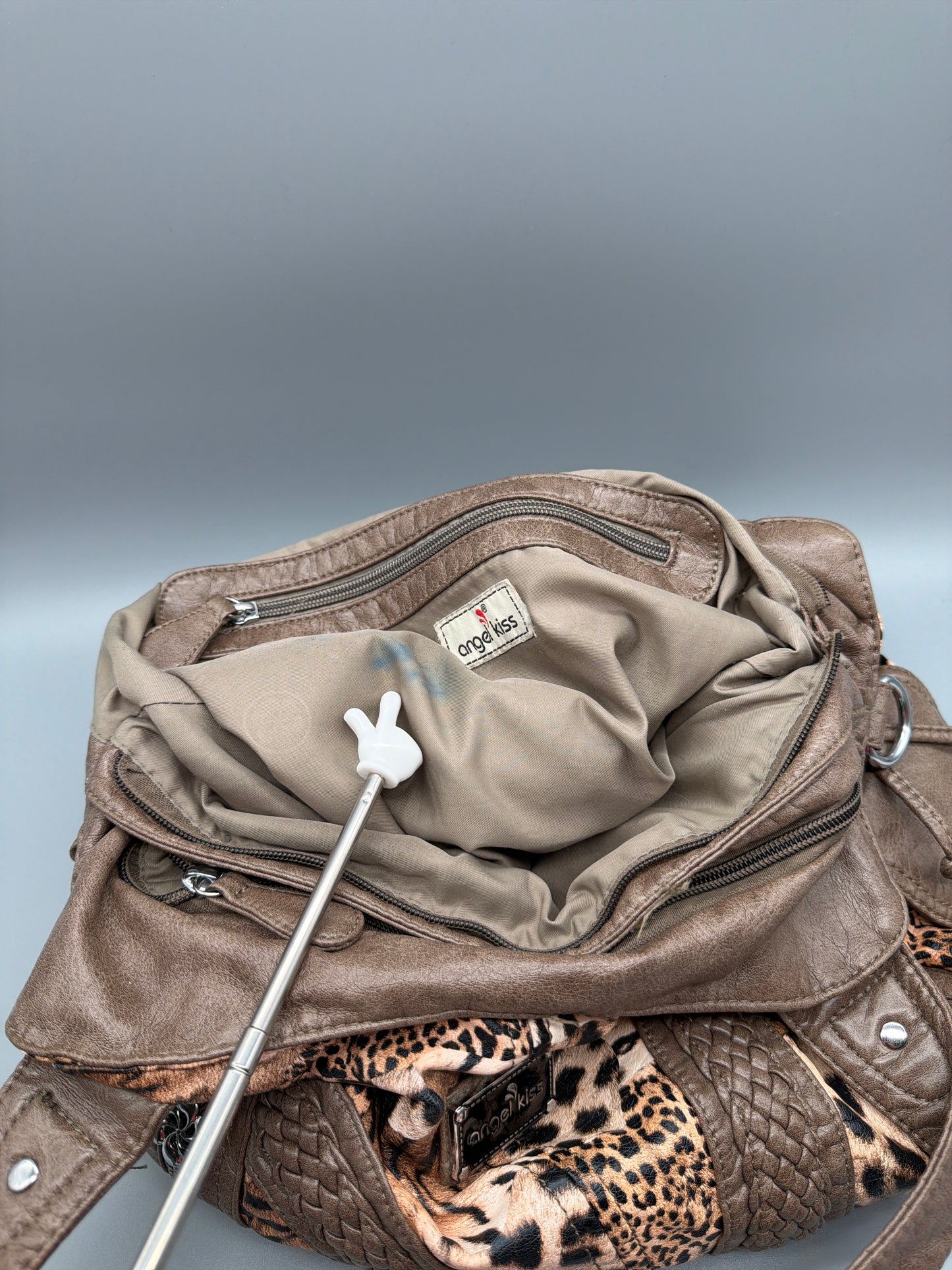 Angel Kiss Vintage Y2K Chunky "Safari Chic" Hobo Shoulder Bag - Animal Leopard Tiger Print