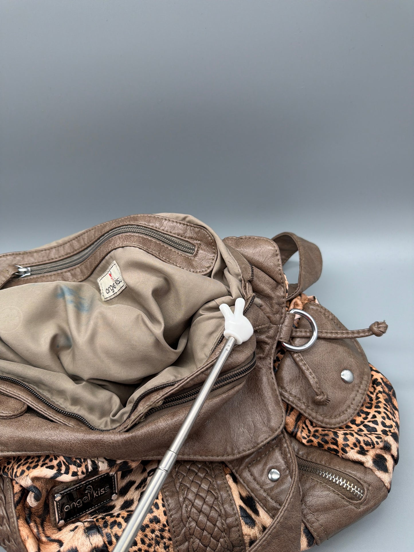 Angel Kiss Vintage Y2K Chunky "Safari Chic" Hobo Shoulder Bag - Animal Leopard Tiger Print