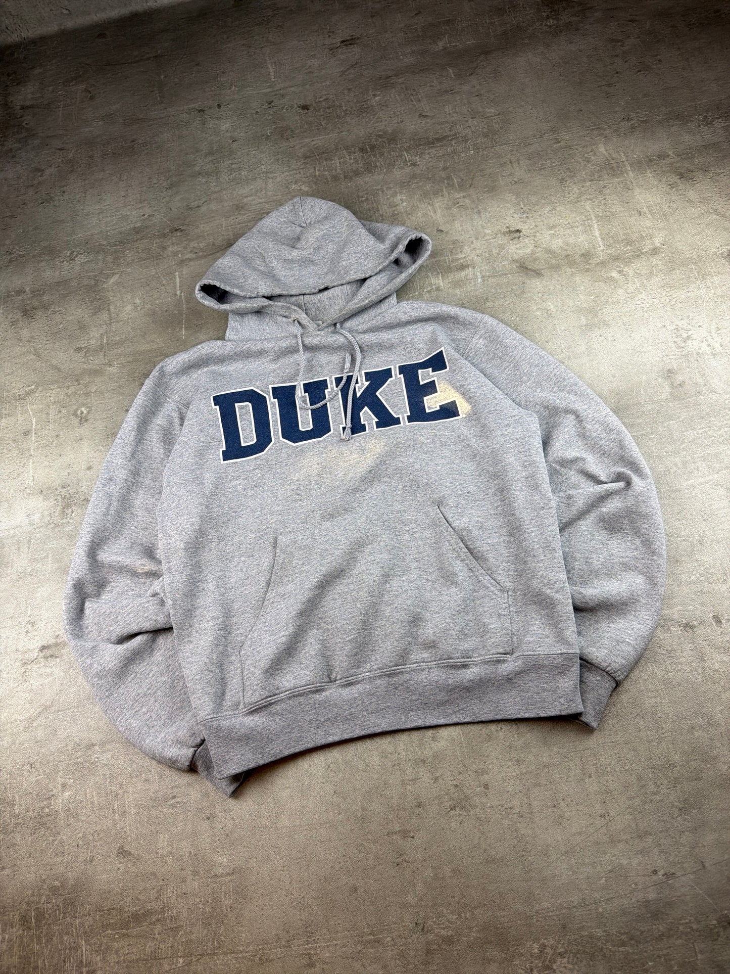 Vintage Champion "Duke University" College Boxy Hoodie – Heather Grey / Navy