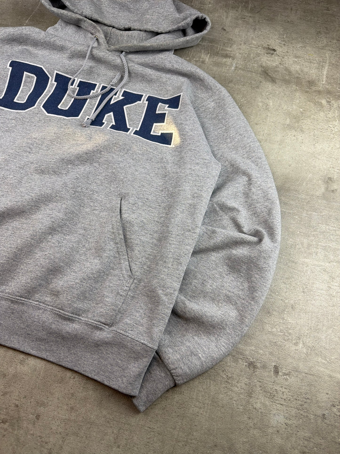 Vintage Champion "Duke University" College Boxy Hoodie – Heather Grey / Navy