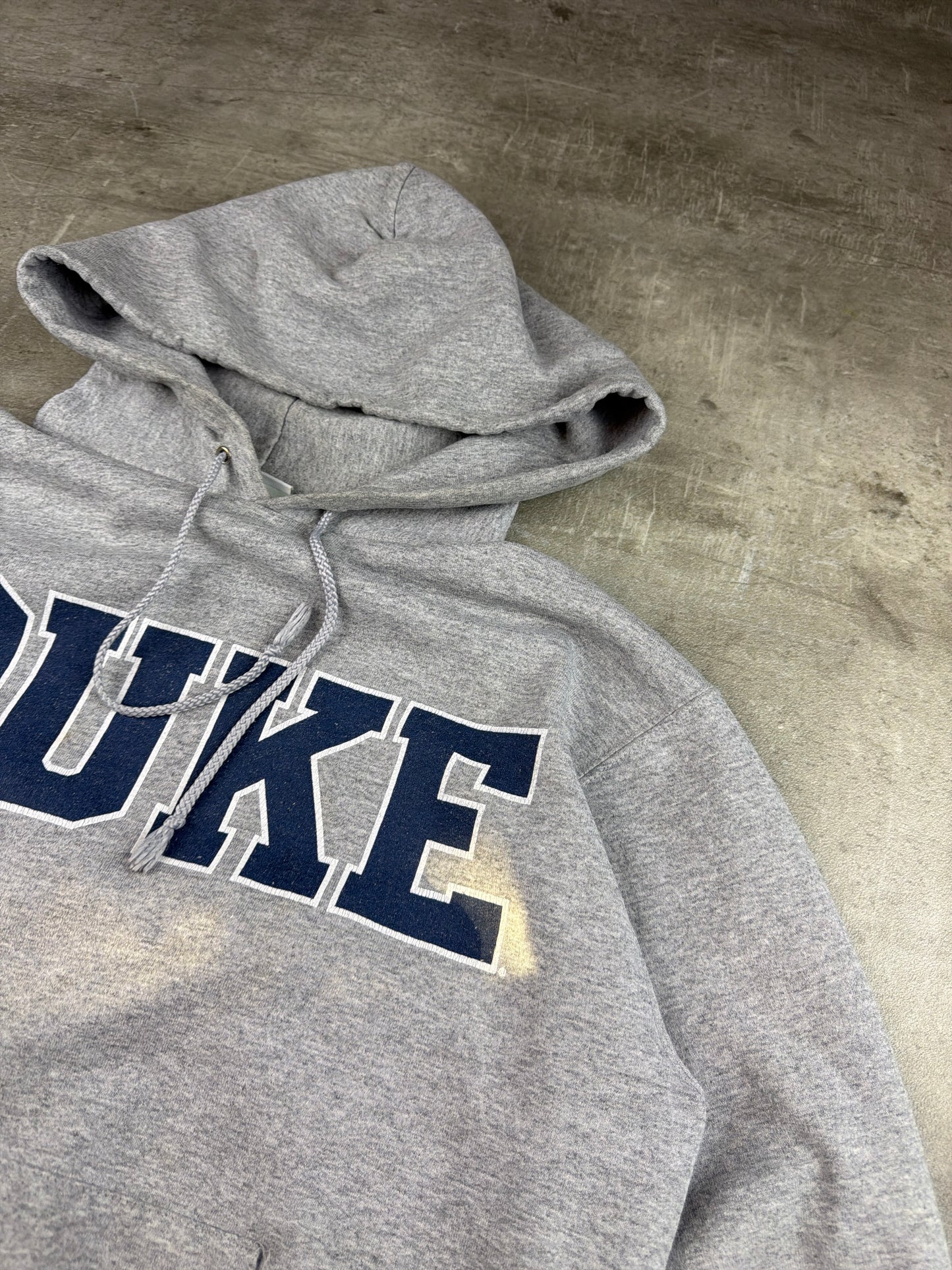 Vintage Champion "Duke University" College Boxy Hoodie – Heather Grey / Navy