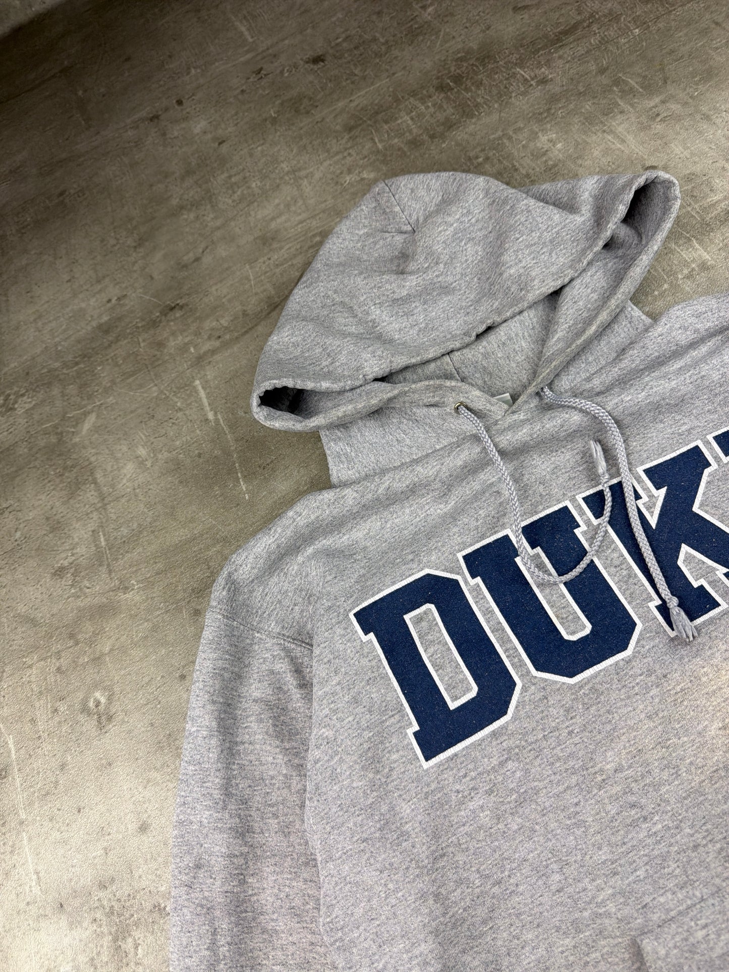 Vintage Champion "Duke University" College Boxy Hoodie – Heather Grey / Navy