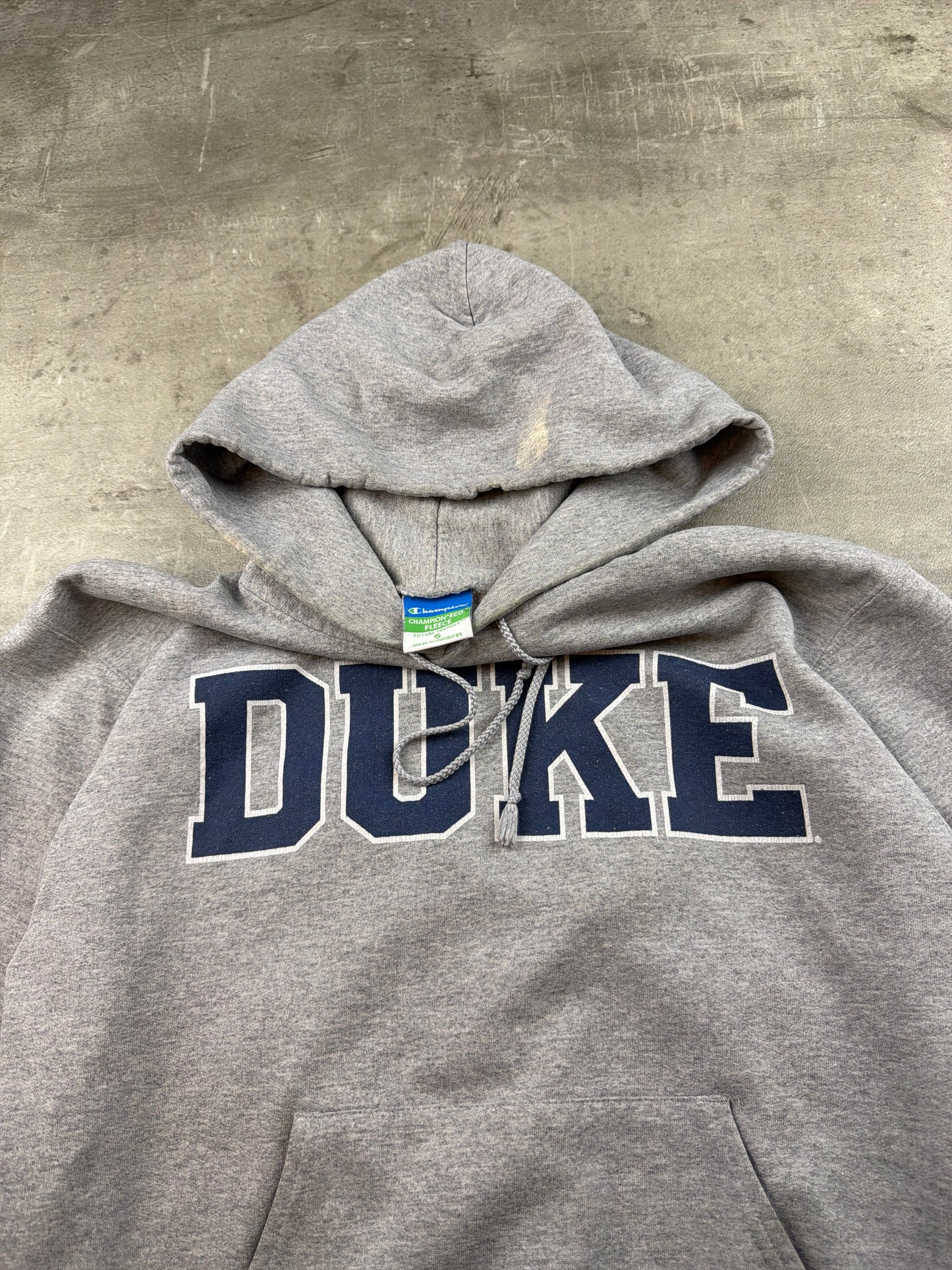 Vintage Champion "Duke University" College Boxy Hoodie – Heather Grey / Navy