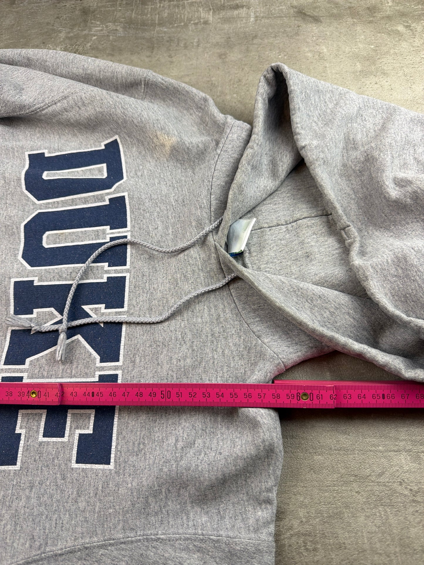 Vintage Champion "Duke University" College Boxy Hoodie – Heather Grey / Navy