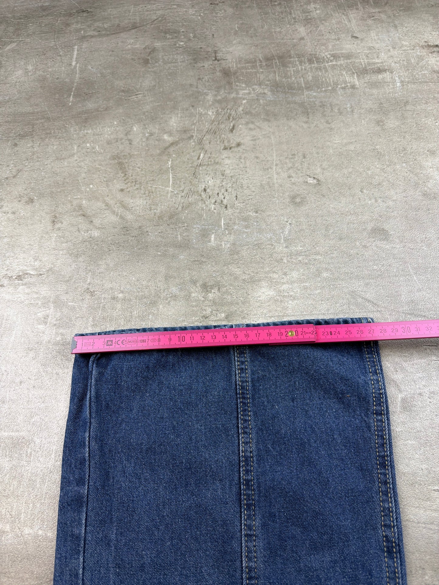 Vintage Y2K Flared Seam Wide Leg Jeans - Medium Blue Wash