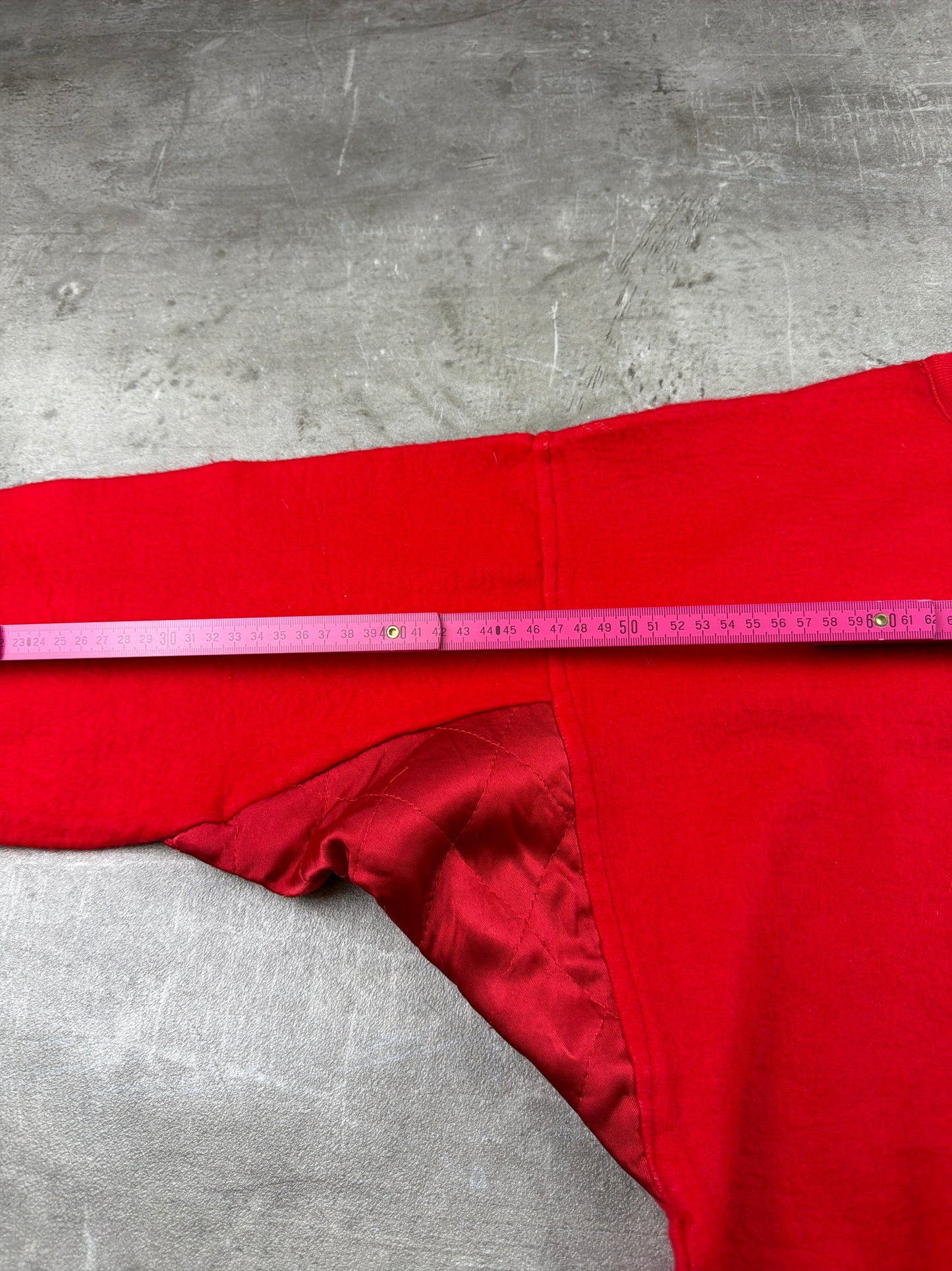 Vintage 90s Satin Detail Letter "J" Patch Crewneck Sweatshirt - Fire Red / Oversized Boxy Cut