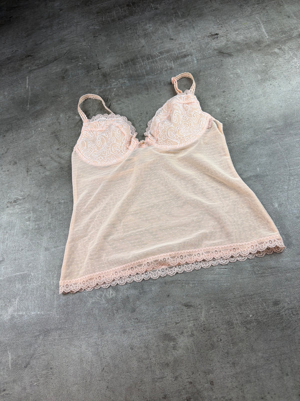 Triumph Vintage Coquette Sheer Lace Corset Cami - Pastel Peach
