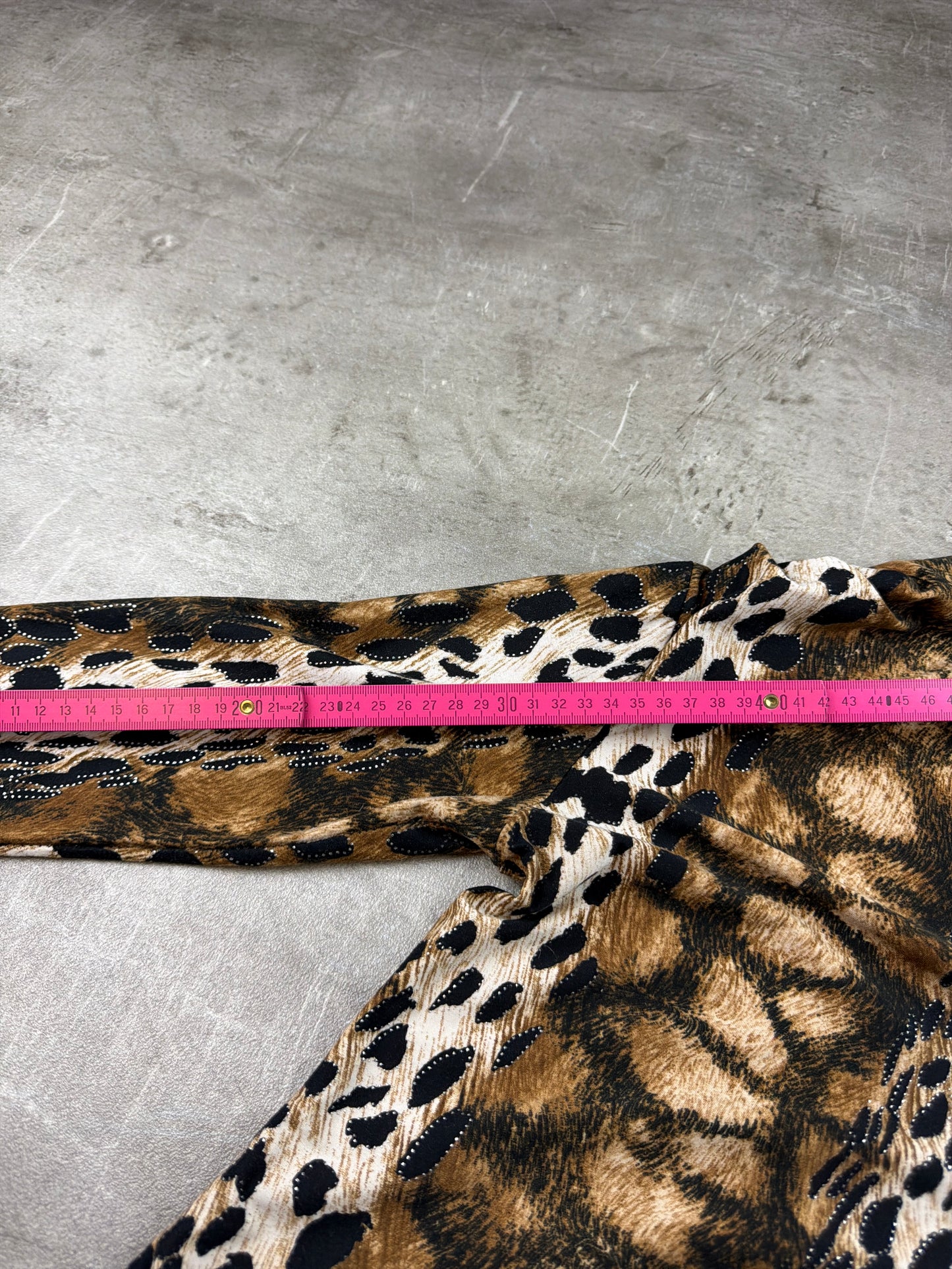 Mïm Y2K Glam Animal Print Boatneck Longsleeve - Brown / Leopard Aesthetic