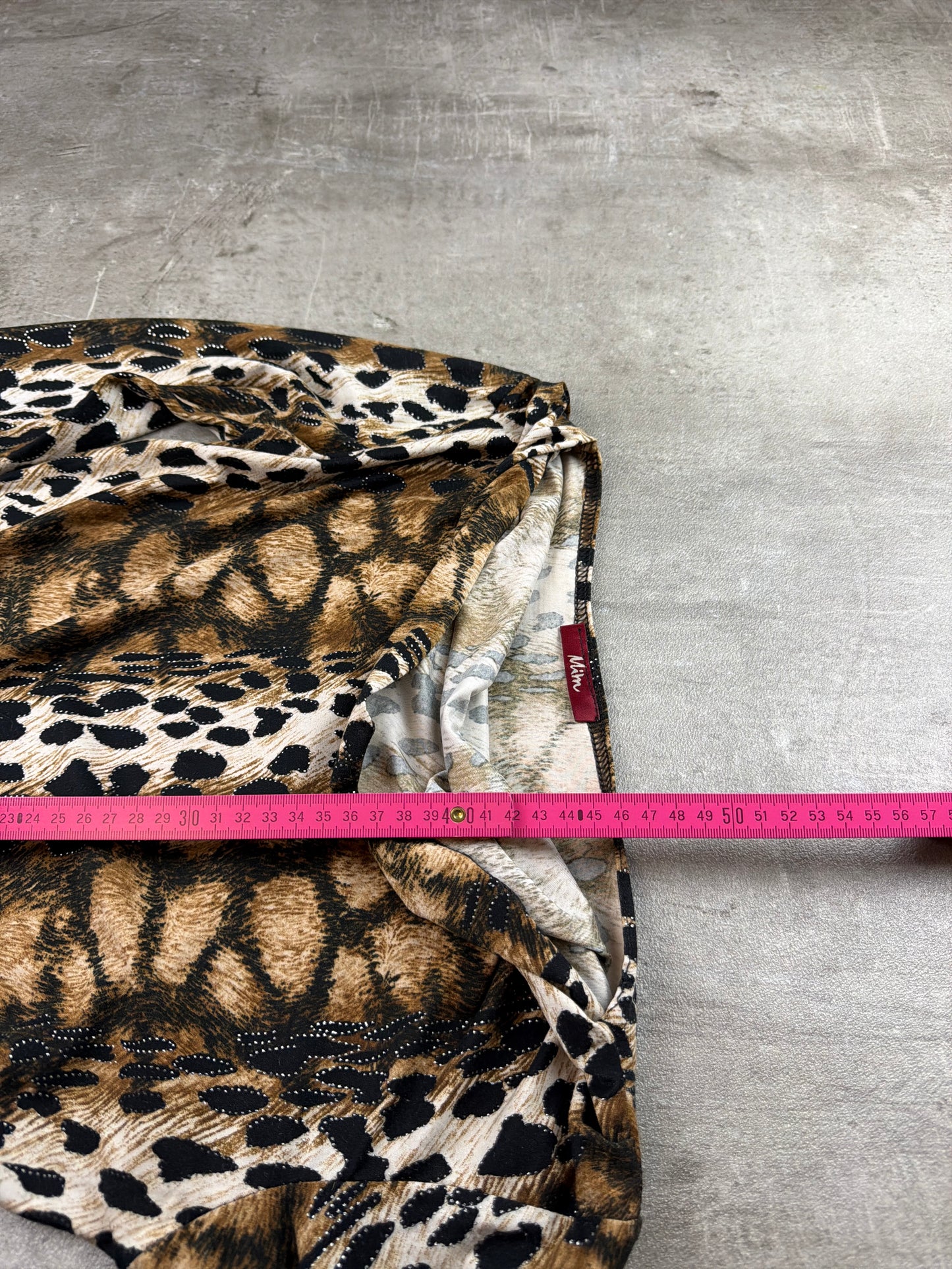 Mïm Y2K Glam Animal Print Boatneck Longsleeve - Brown / Leopard Aesthetic