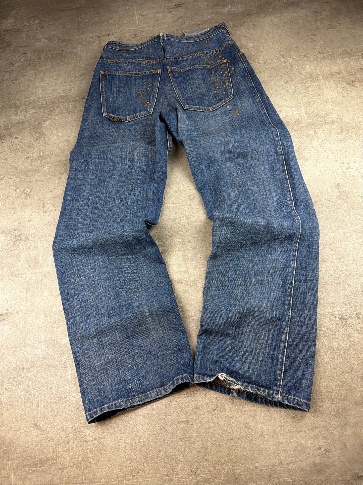 Mecca USA Y2K Studded Skater Denim Pants - Blue Wash
