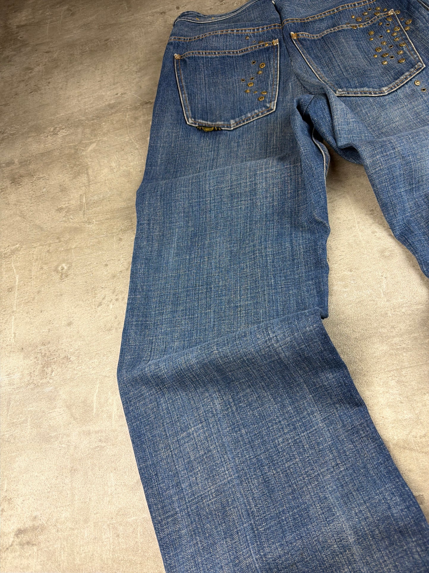 Mecca USA Y2K Studded Skater Denim Pants - Blue Wash