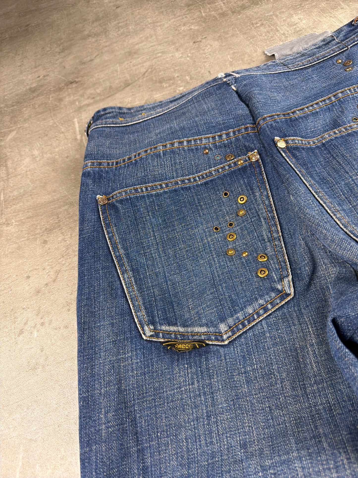 Mecca USA Y2K Studded Skater Denim Pants - Blue Wash