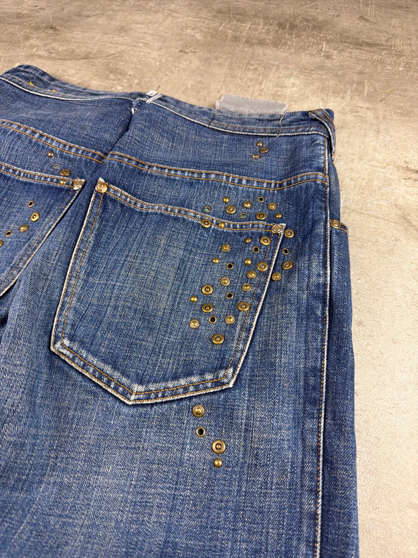 Mecca USA Y2K Studded Skater Denim Pants - Blue Wash