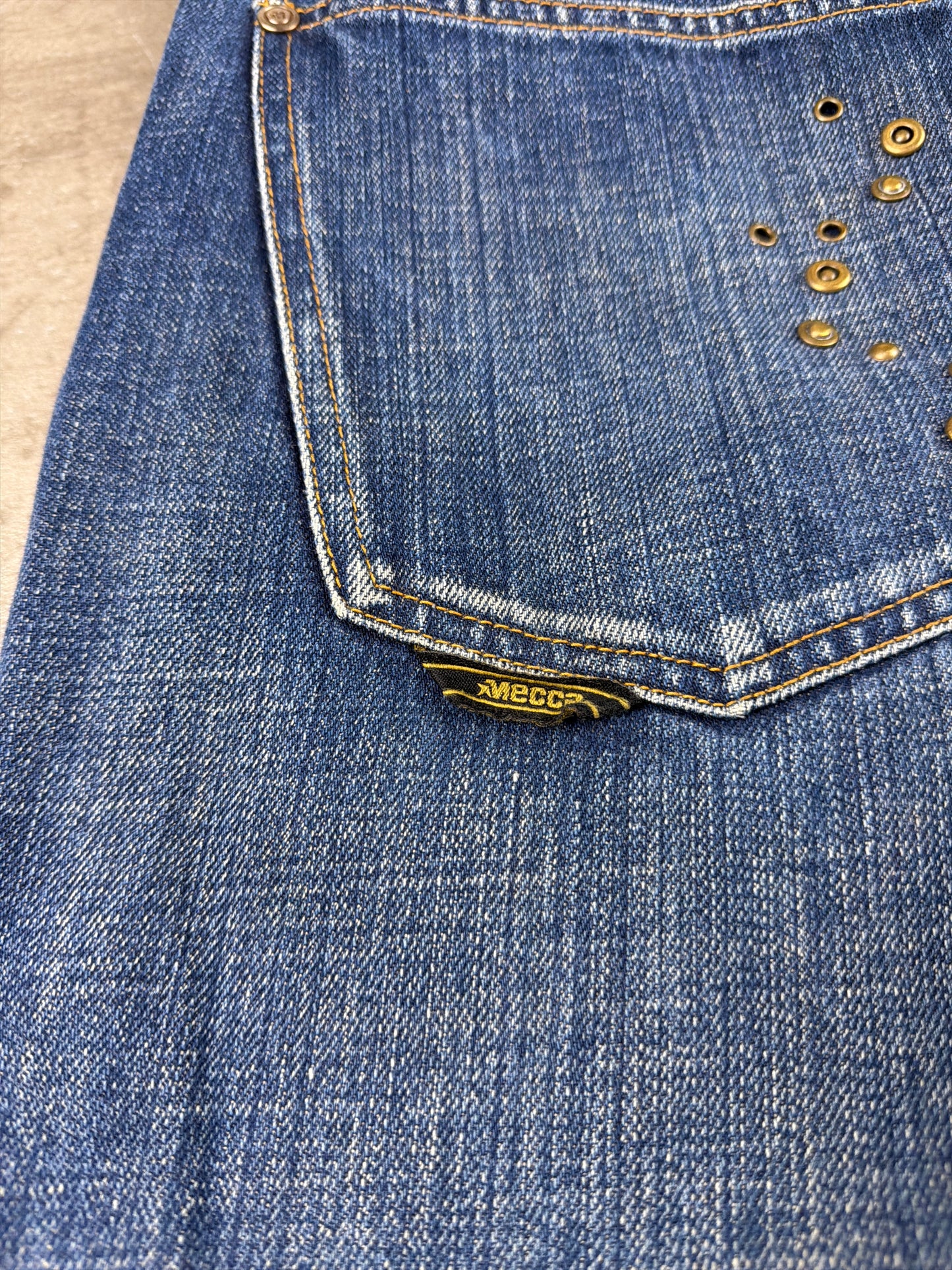 Mecca USA Y2K Studded Skater Denim Pants - Blue Wash