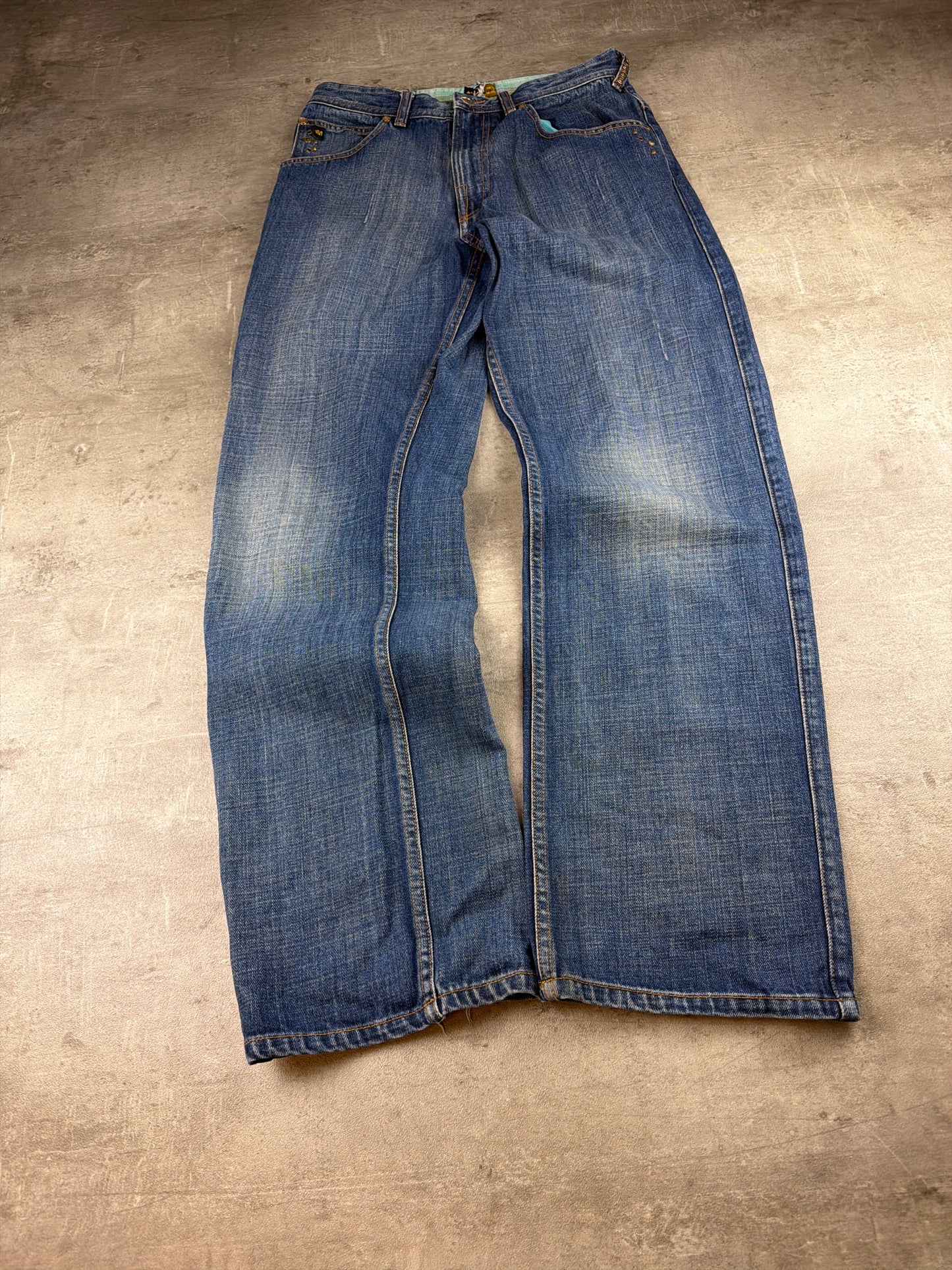 Mecca USA Y2K Studded Skater Denim Pants - Blue Wash