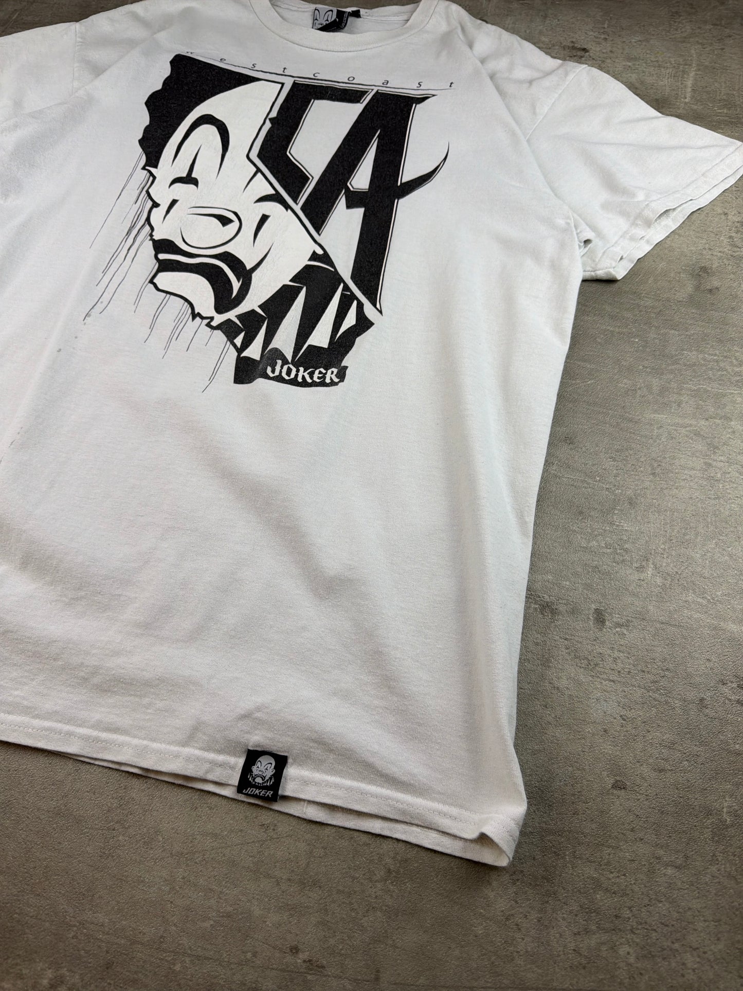 Joker Brand 77 West Coast "LA Clown" Graphic Tee – White / Y2K Streetwear
