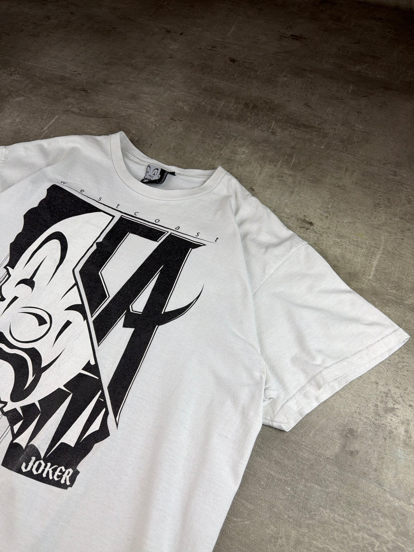 Joker Brand 77 West Coast "LA Clown" Graphic Tee – White / Y2K Streetwear