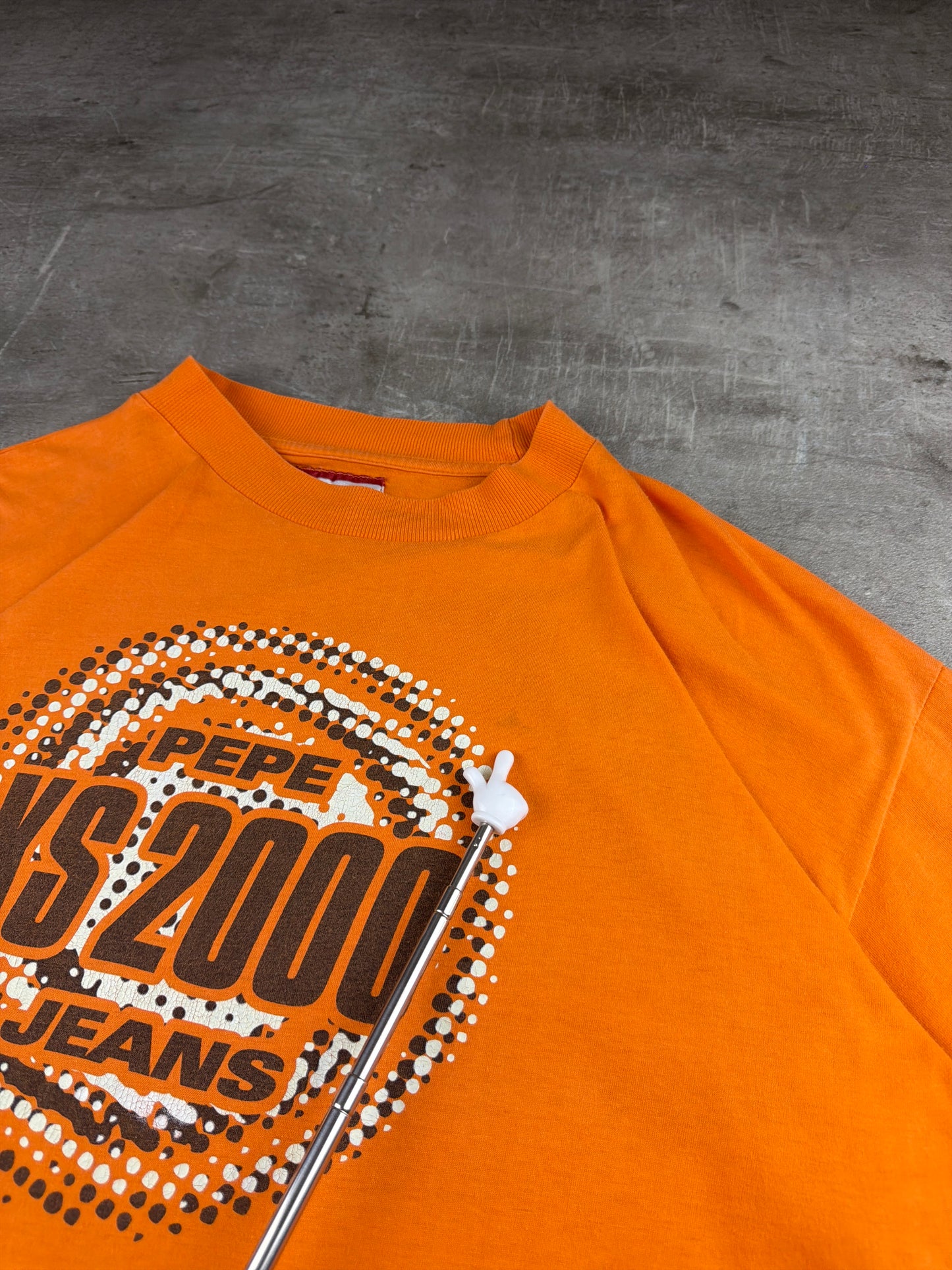 Pepe Jeans 2000s "XS 2000" Cyber Graphic Longsleeve – Neon Orange / Earth Brown