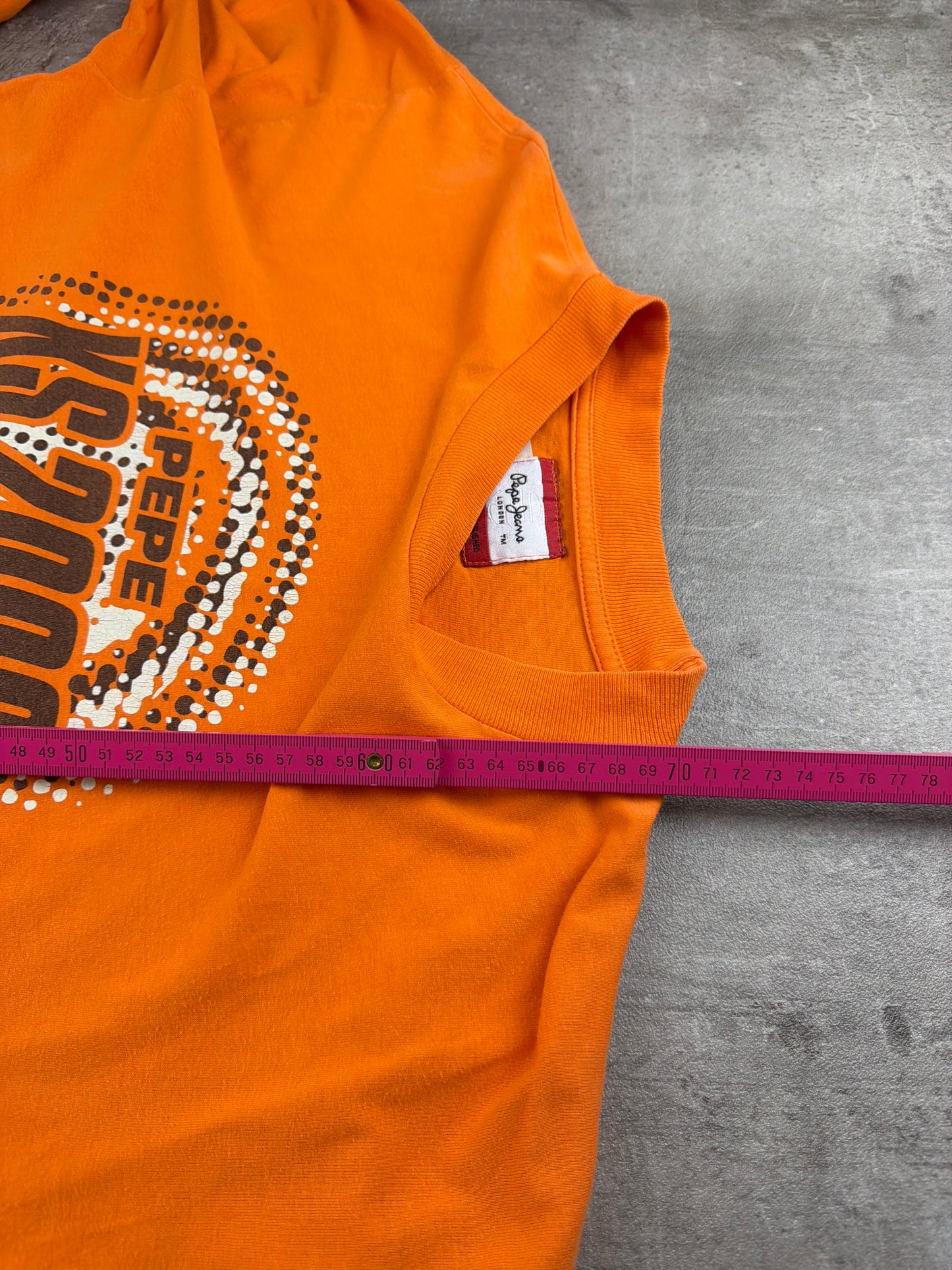 Pepe Jeans 2000s "XS 2000" Cyber Graphic Longsleeve – Neon Orange / Earth Brown