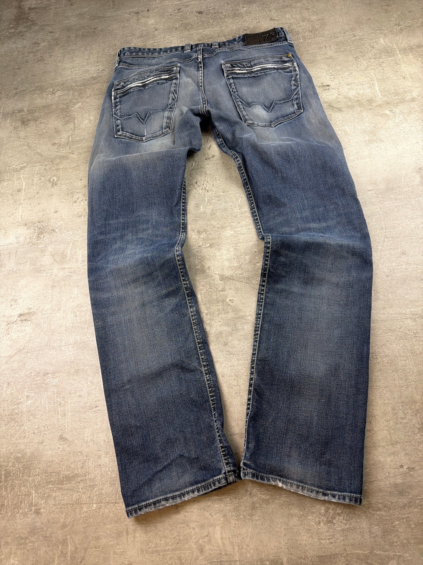 Pepe Jeans London 73 Straight Fit Denim Jeans - Washed Blue / Y2K Grunge
