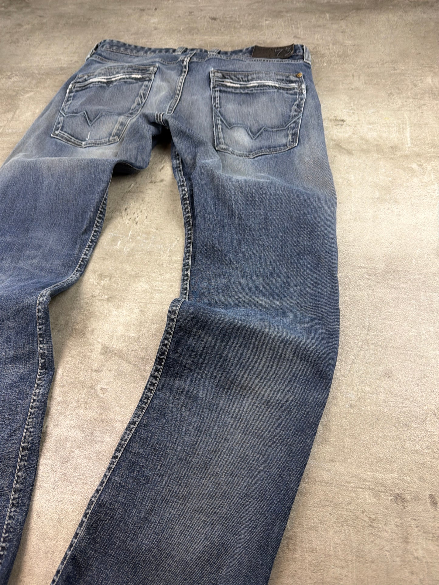 Pepe Jeans London 73 Straight Fit Denim Jeans - Washed Blue / Y2K Grunge