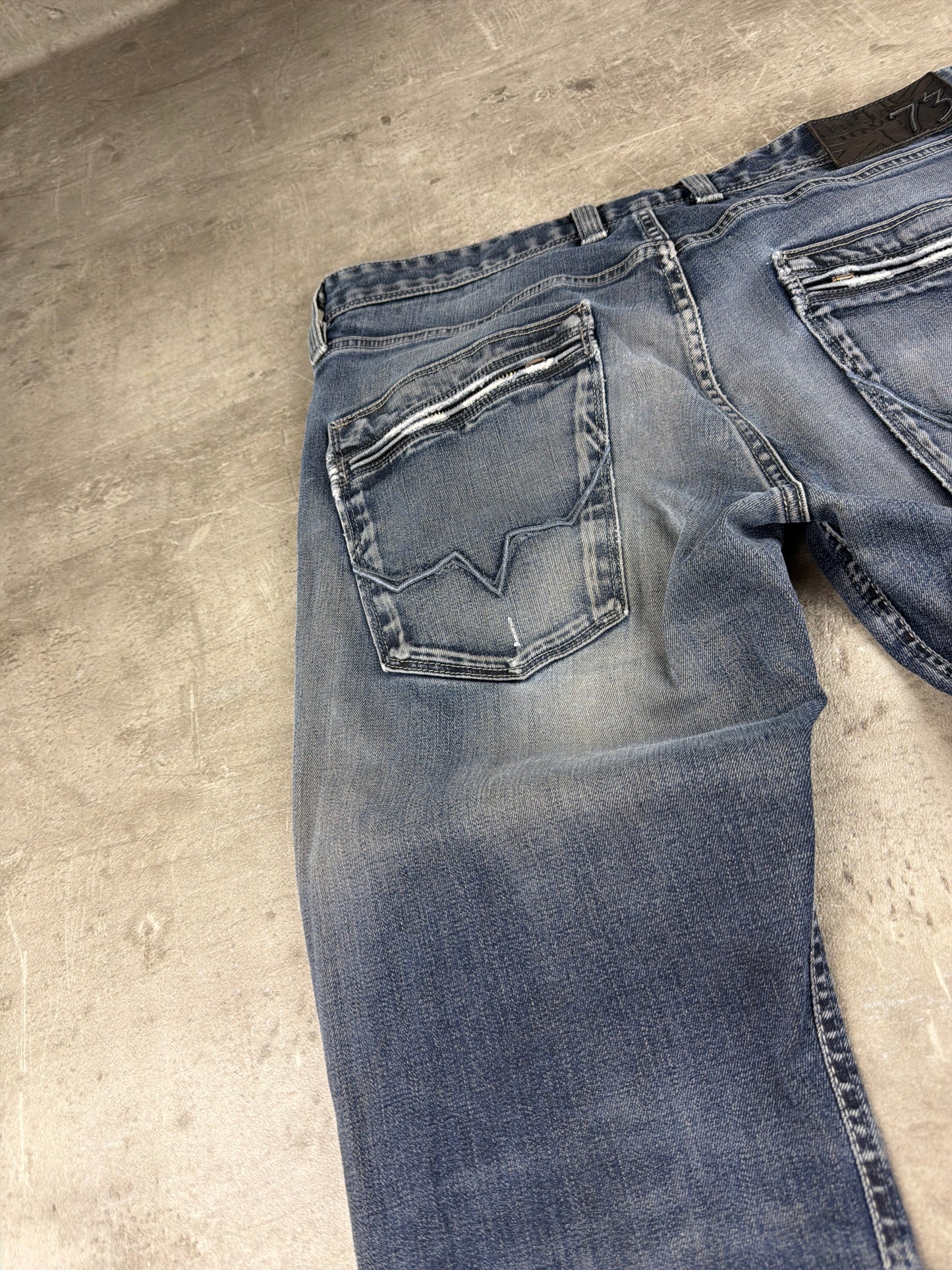 Pepe Jeans London 73 Straight Fit Denim Jeans - Washed Blue / Y2K Grunge