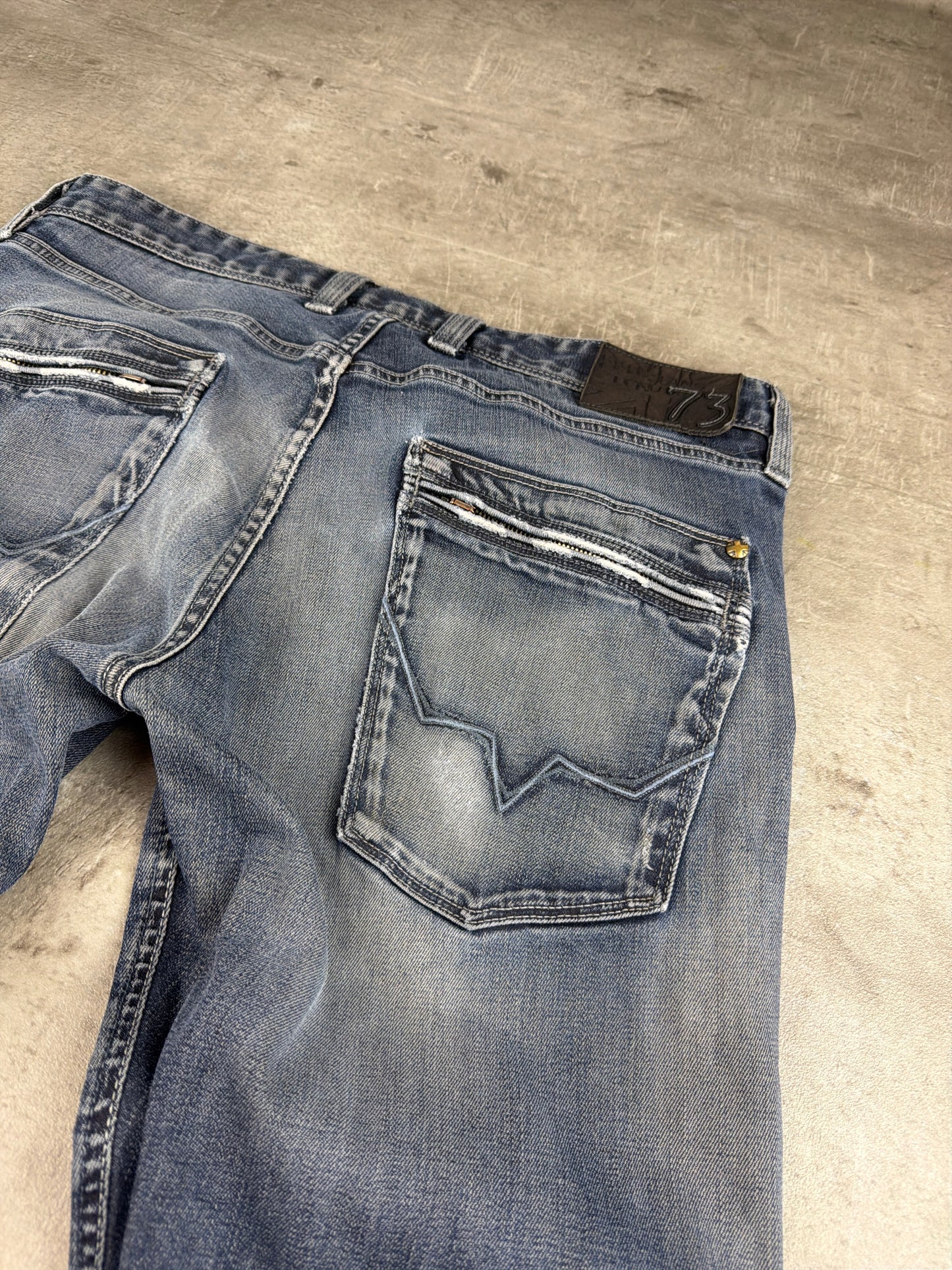 Pepe Jeans London 73 Straight Fit Denim Jeans - Washed Blue / Y2K Grunge