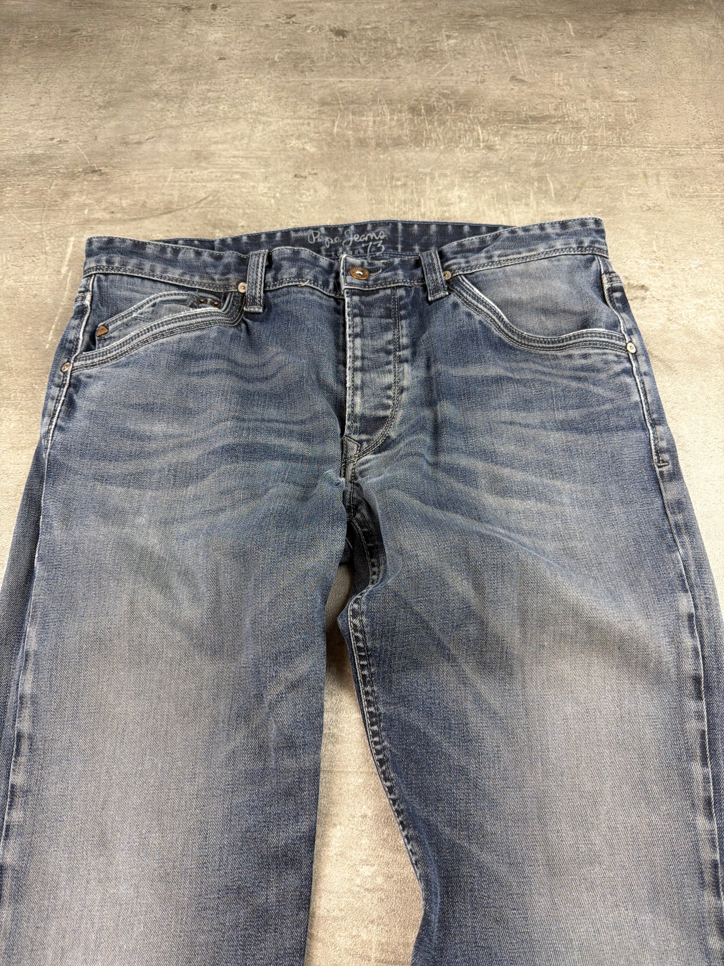 Pepe Jeans London 73 Straight Fit Denim Jeans - Washed Blue / Y2K Grunge
