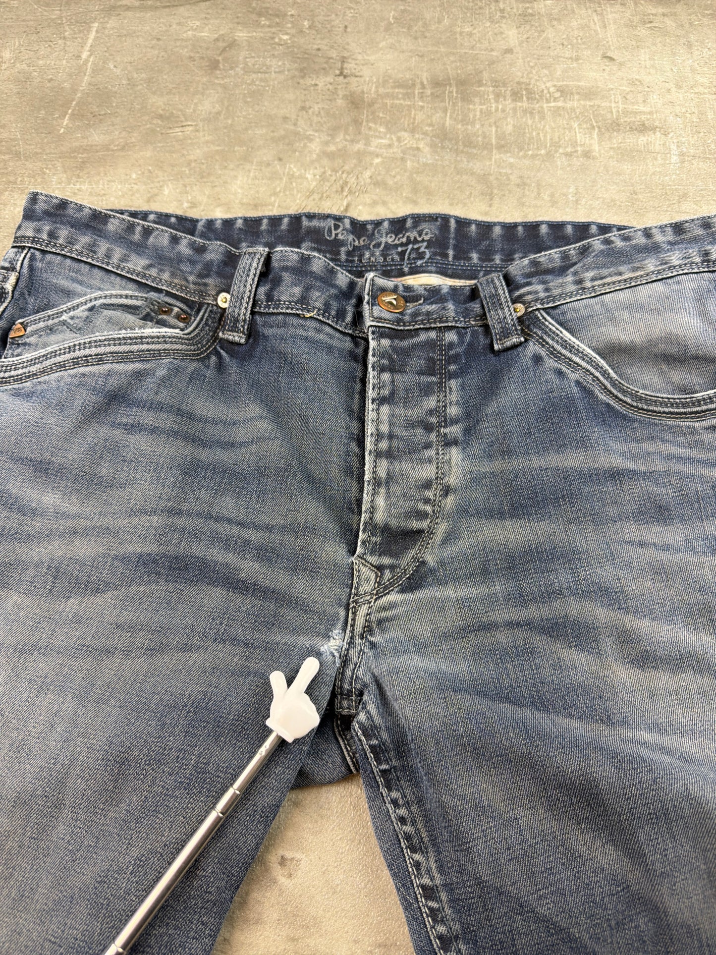 Pepe Jeans London 73 Straight Fit Denim Jeans - Washed Blue / Y2K Grunge
