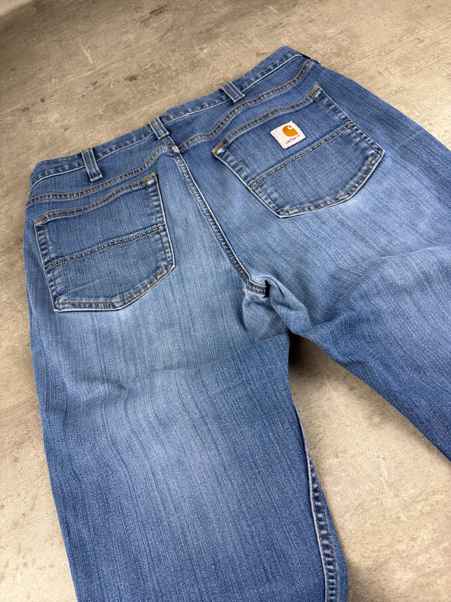 Carhartt Workwear "Relaxed Fit" Baggy Denim Jeans - Mid Blue Washed / Faded