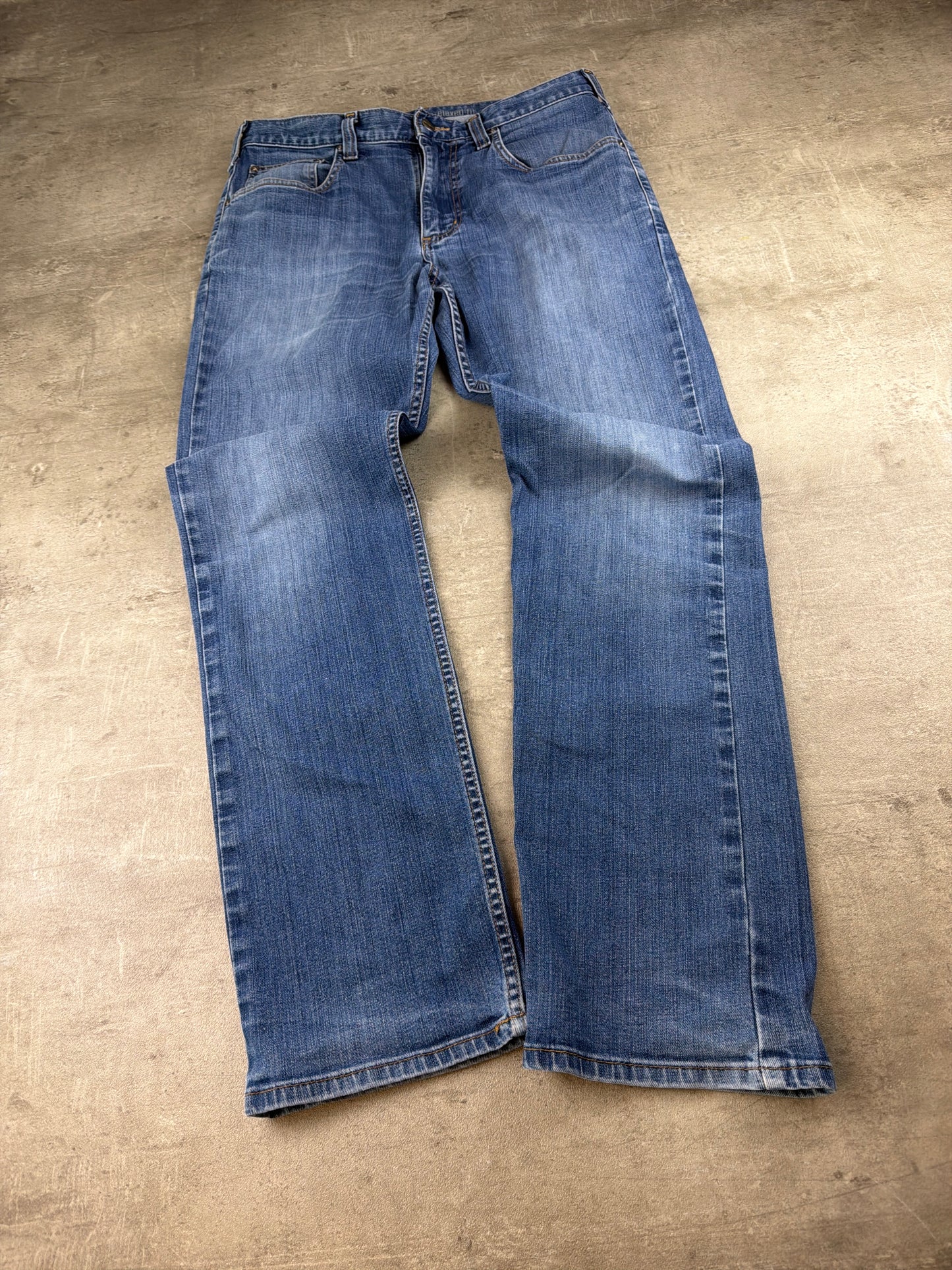 Carhartt Workwear "Relaxed Fit" Baggy Denim Jeans - Mid Blue Washed / Faded