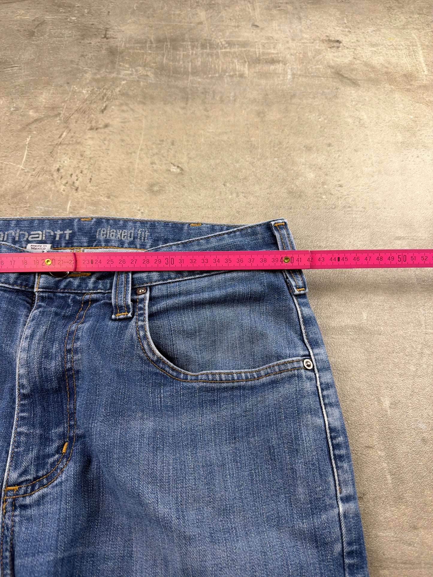 Carhartt Workwear "Relaxed Fit" Baggy Denim Jeans - Mid Blue Washed / Faded