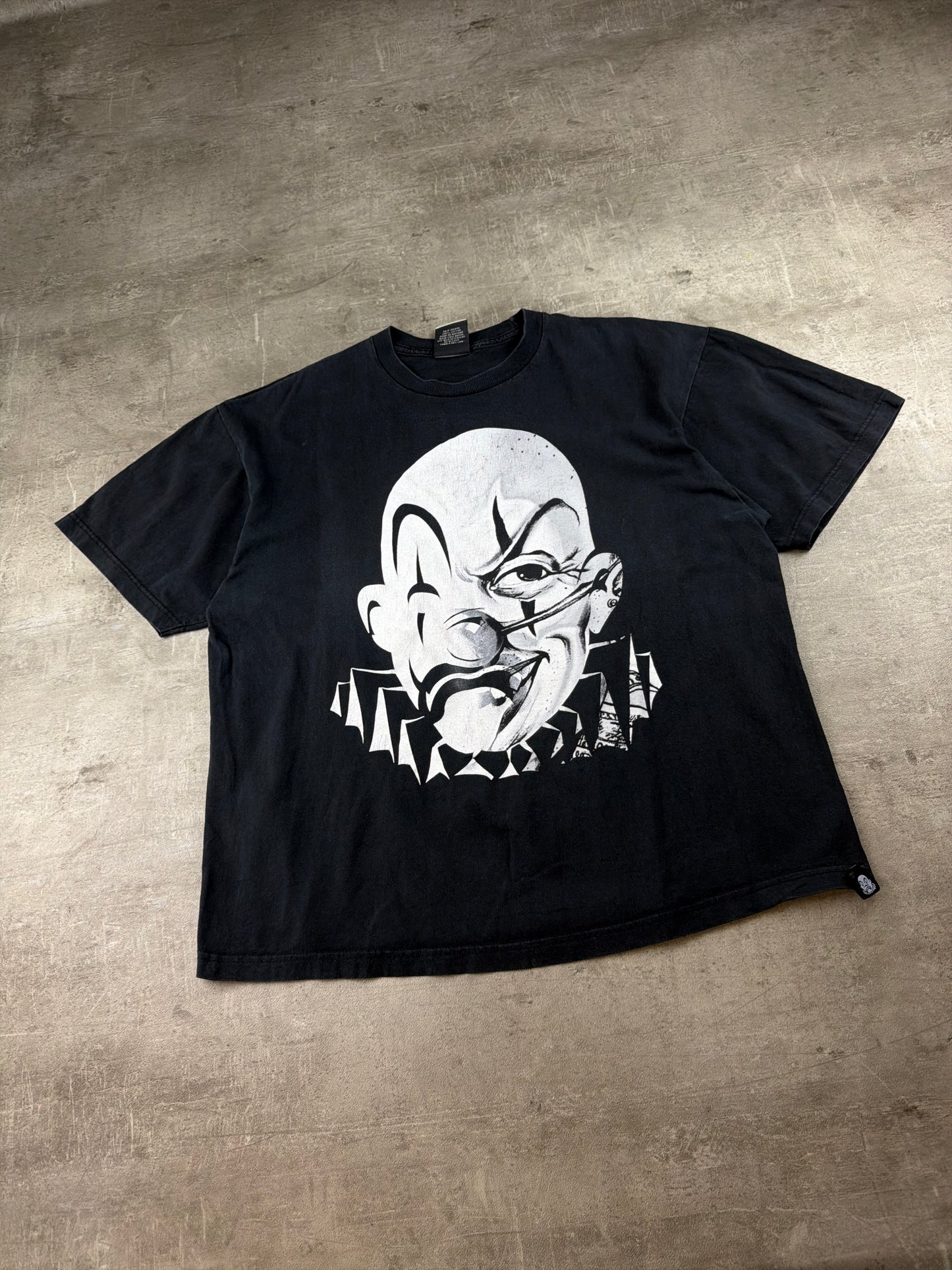 Joker Brand Y2K "Clown Face" Graphic Boxy Tee - Washed Black / Streetwear