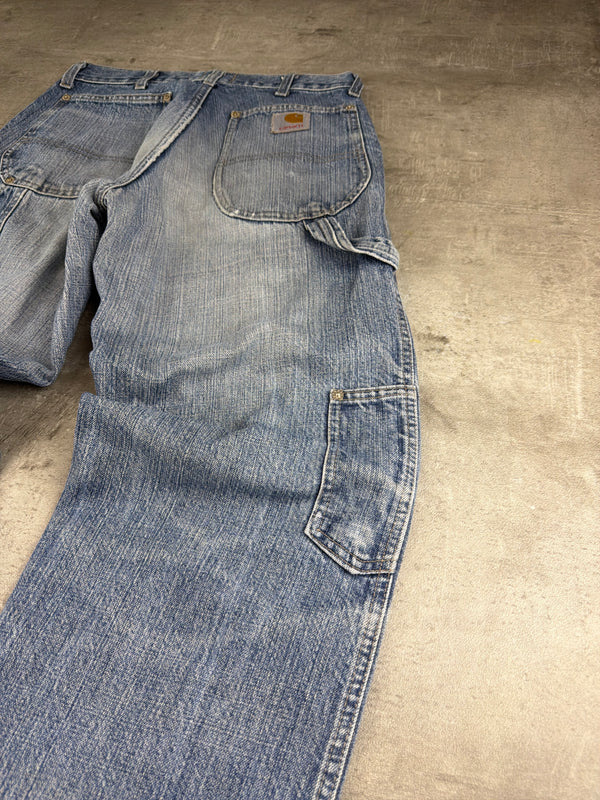 Carhartt Workwear Carpenter Denim Pants - Light Wash Faded Distressed Y2K