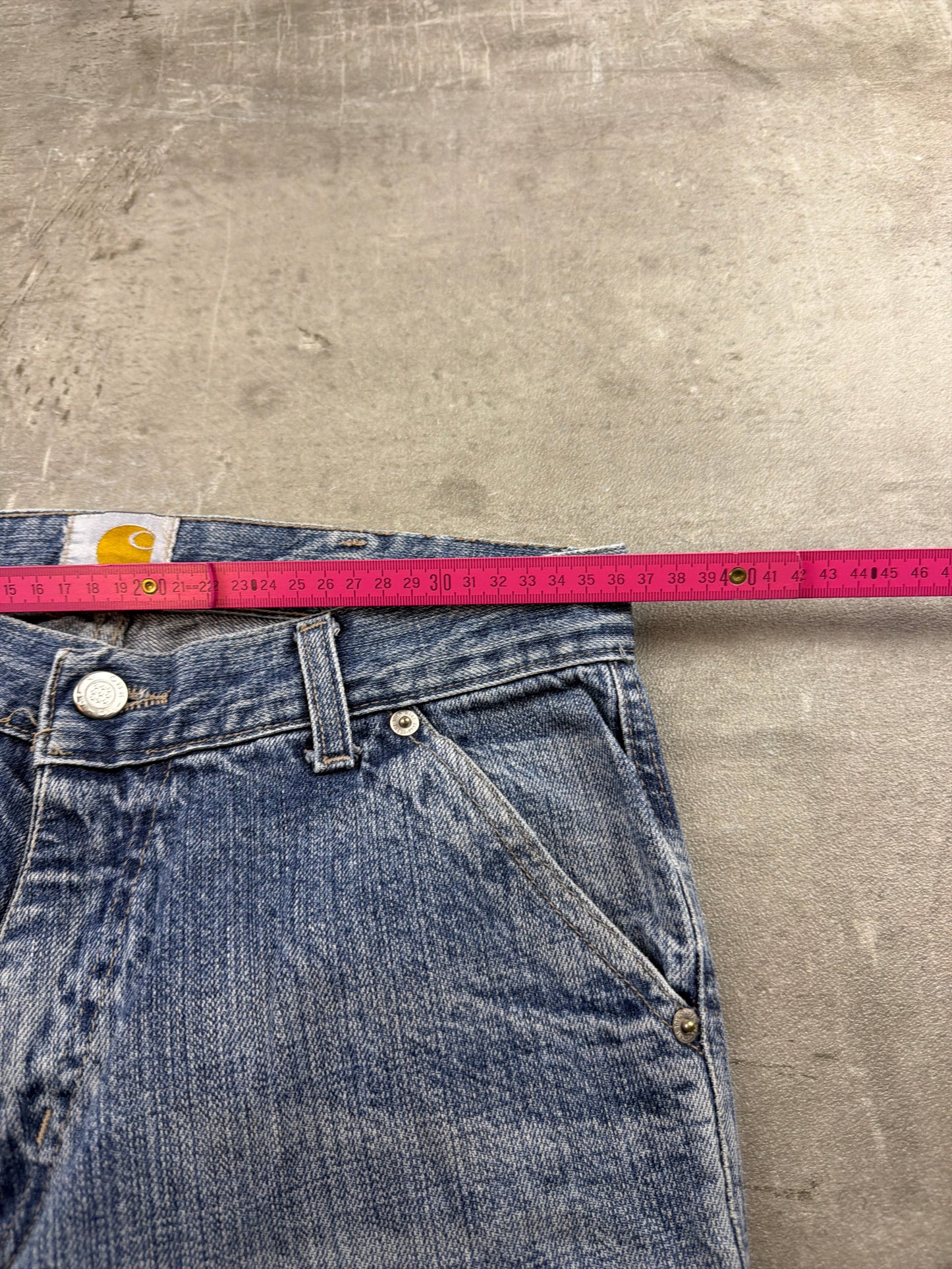 Carhartt Workwear Carpenter Denim Pants - Light Wash Faded Distressed Y2K
