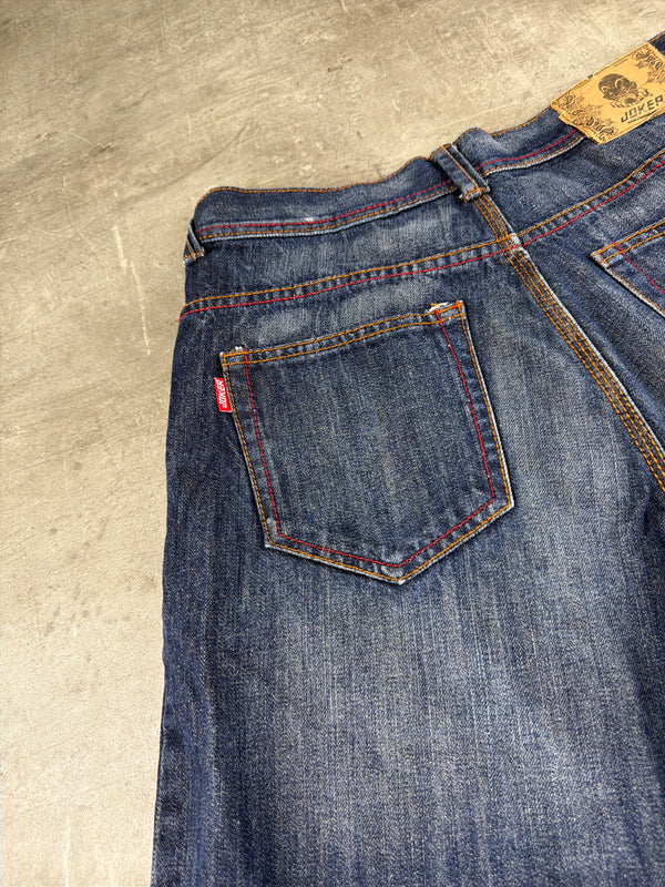 Joker Brand Baggy Embroidered Denim Jorts - Indigo Wash / Y2K Streetwear