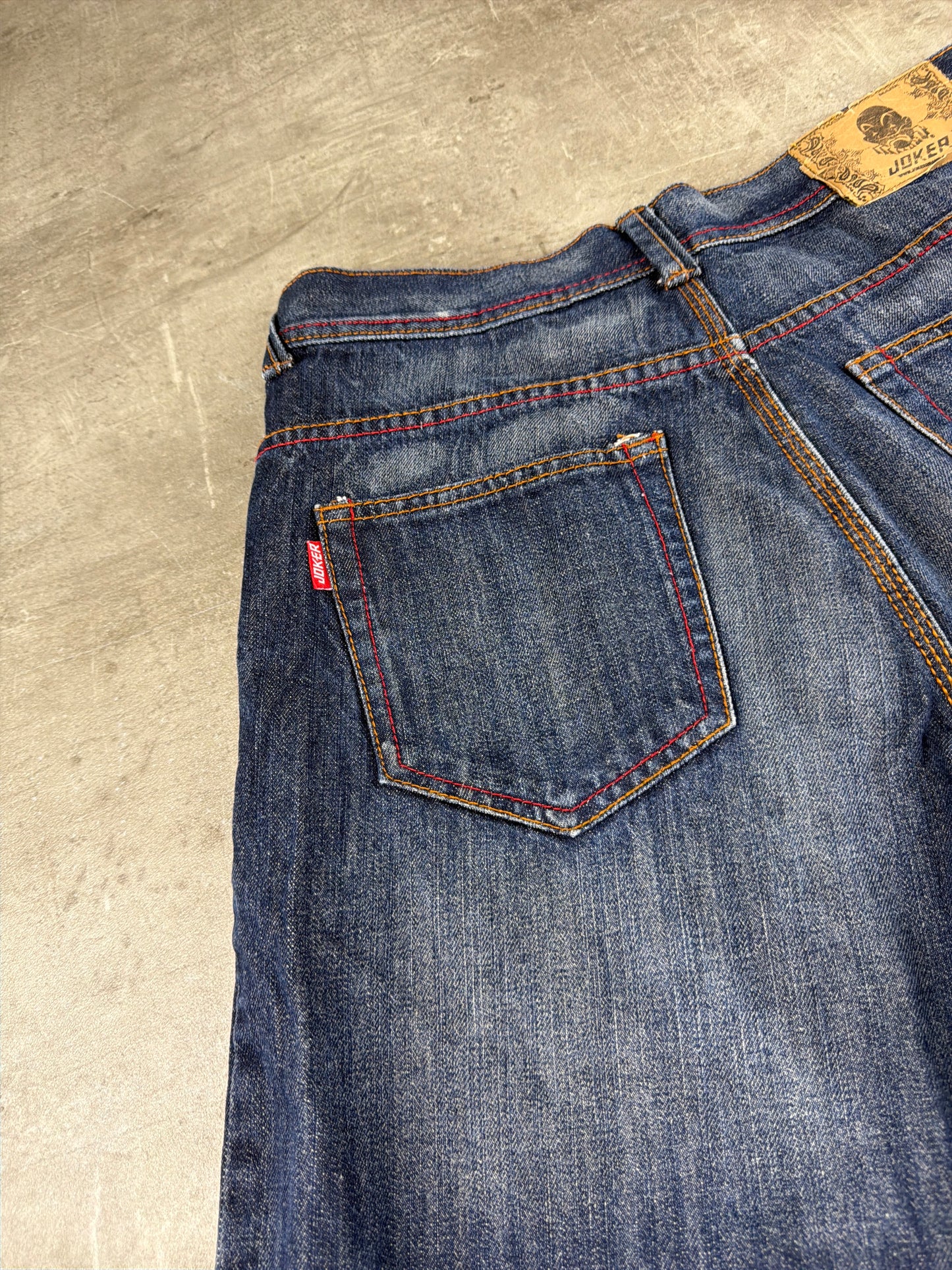 Joker Brand Baggy Embroidered Denim Jorts - Indigo Wash / Y2K Streetwear