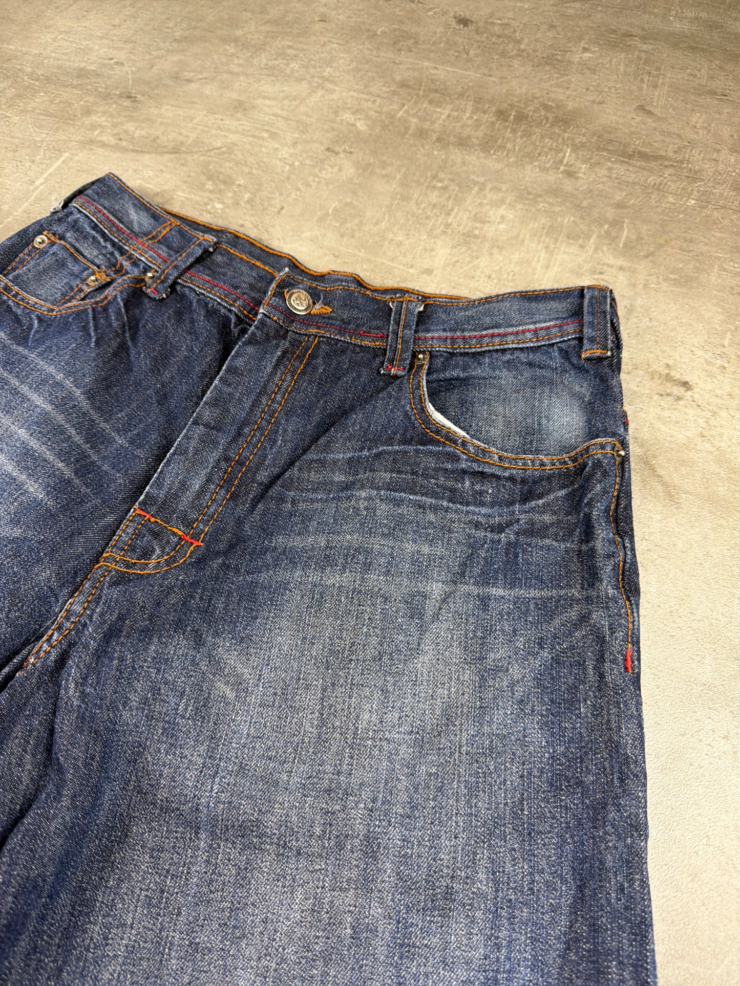 Joker Brand Baggy Embroidered Denim Jorts - Indigo Wash / Y2K Streetwear