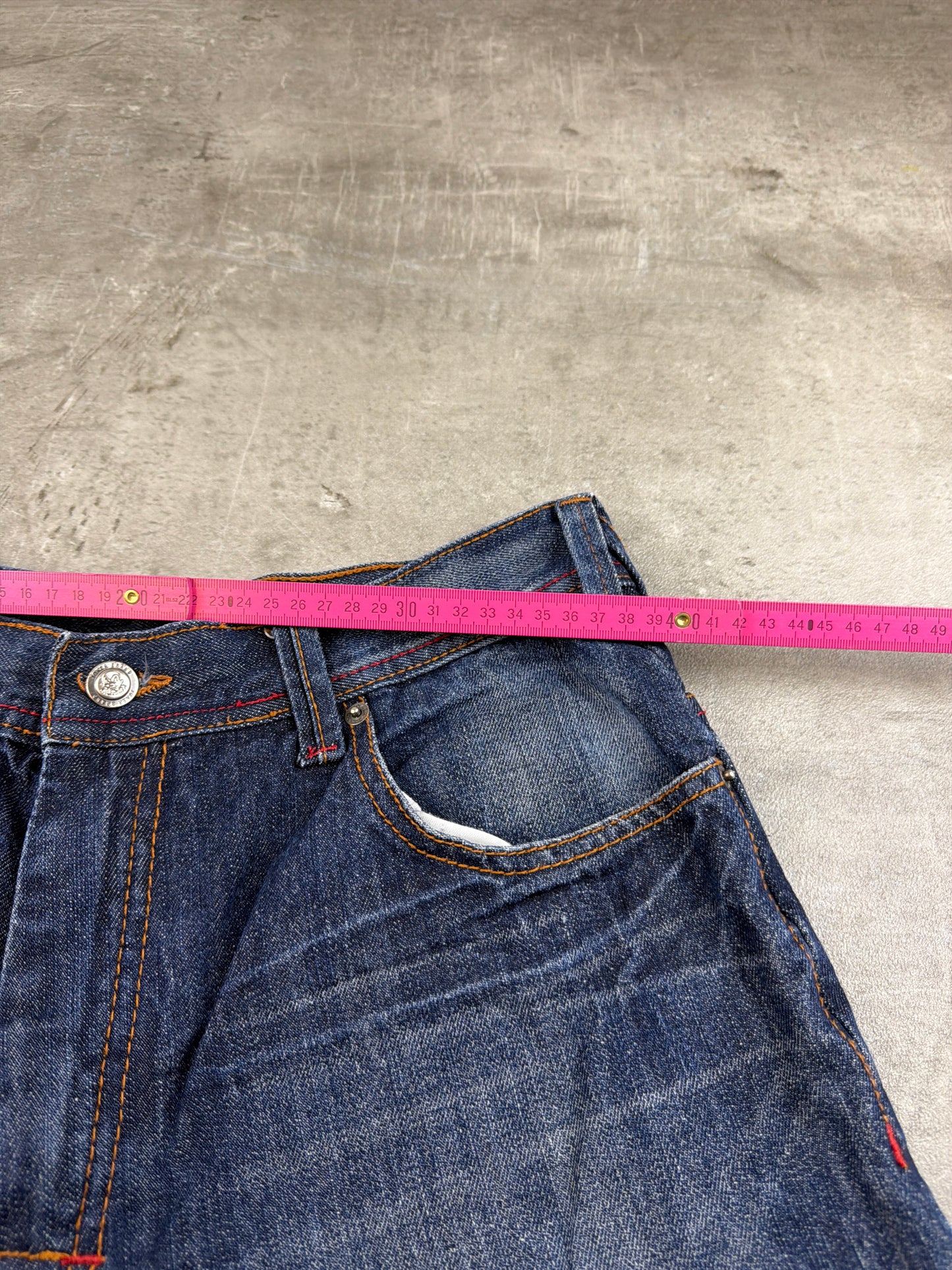 Joker Brand Baggy Embroidered Denim Jorts - Indigo Wash / Y2K Streetwear