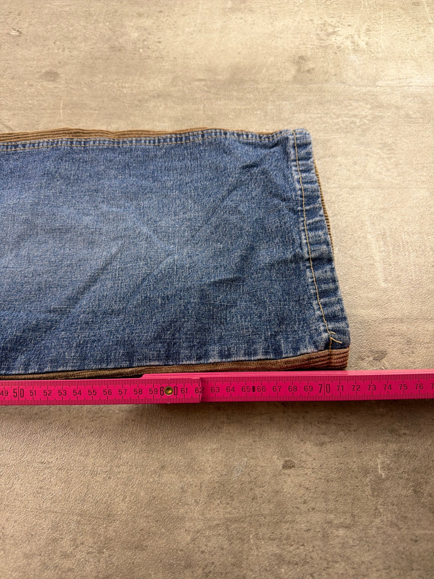 CI-BORG Y2K Cyber Skater Corduroy Denim Patchwork Baggy Pants – Brown / Blue Wash