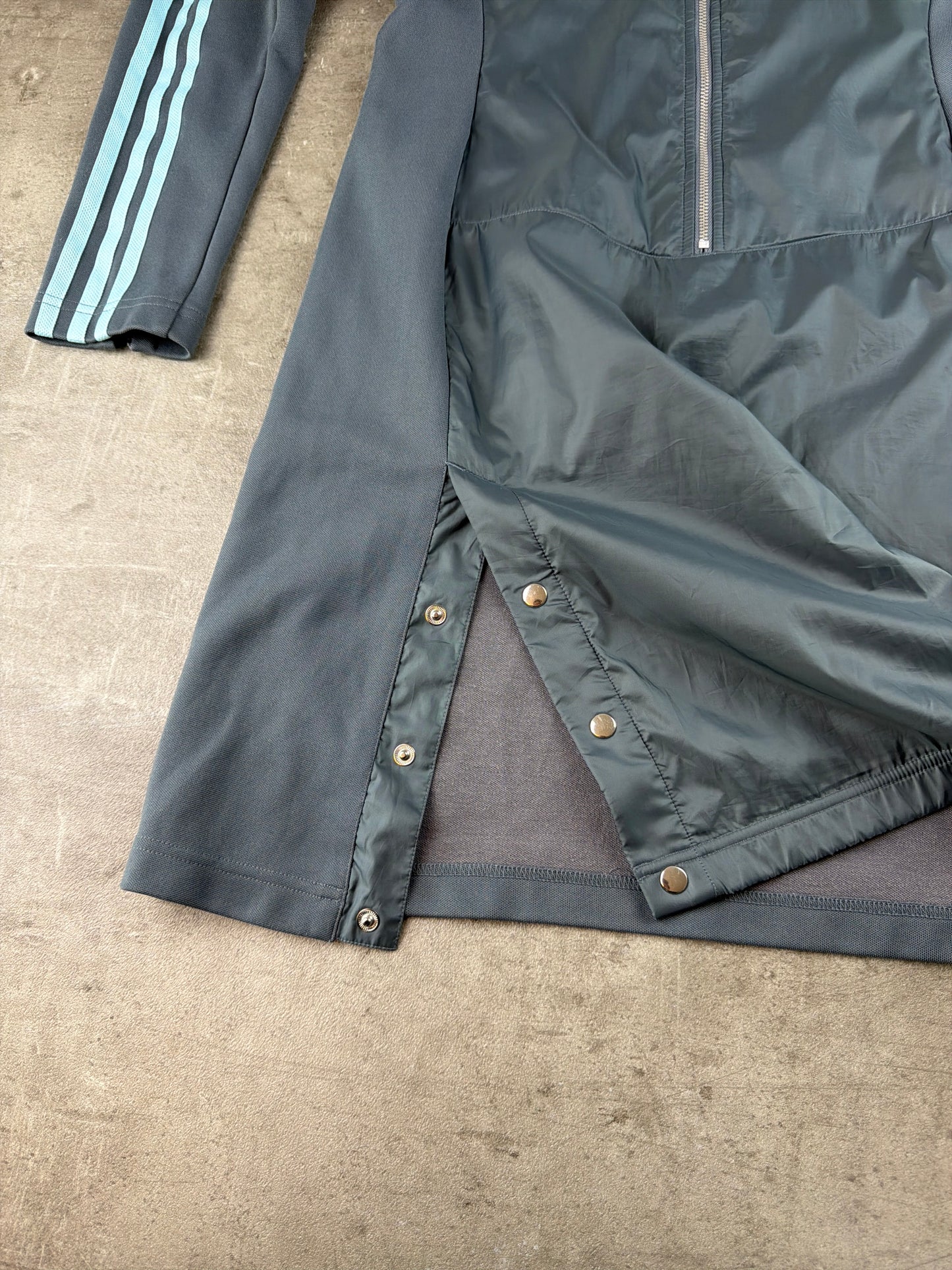 Adidas Originals Archive "Sample" Zip-Up Track Cargo Dress - Slate Grey / Baby Blue Cyber Y2K
